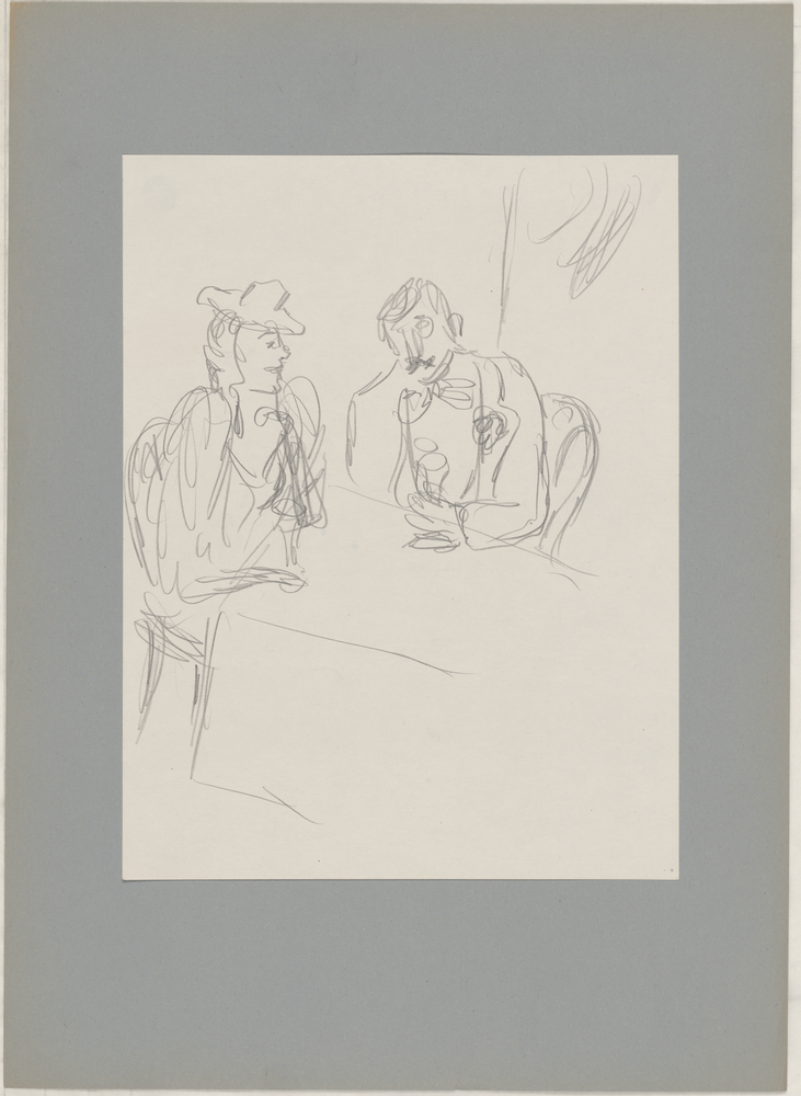 ohne Titel [Porträtstudie - Paar in festlicher Kleidung am Tisch] (Kulturstiftung Sachsen-Anhalt CC BY-NC-SA)