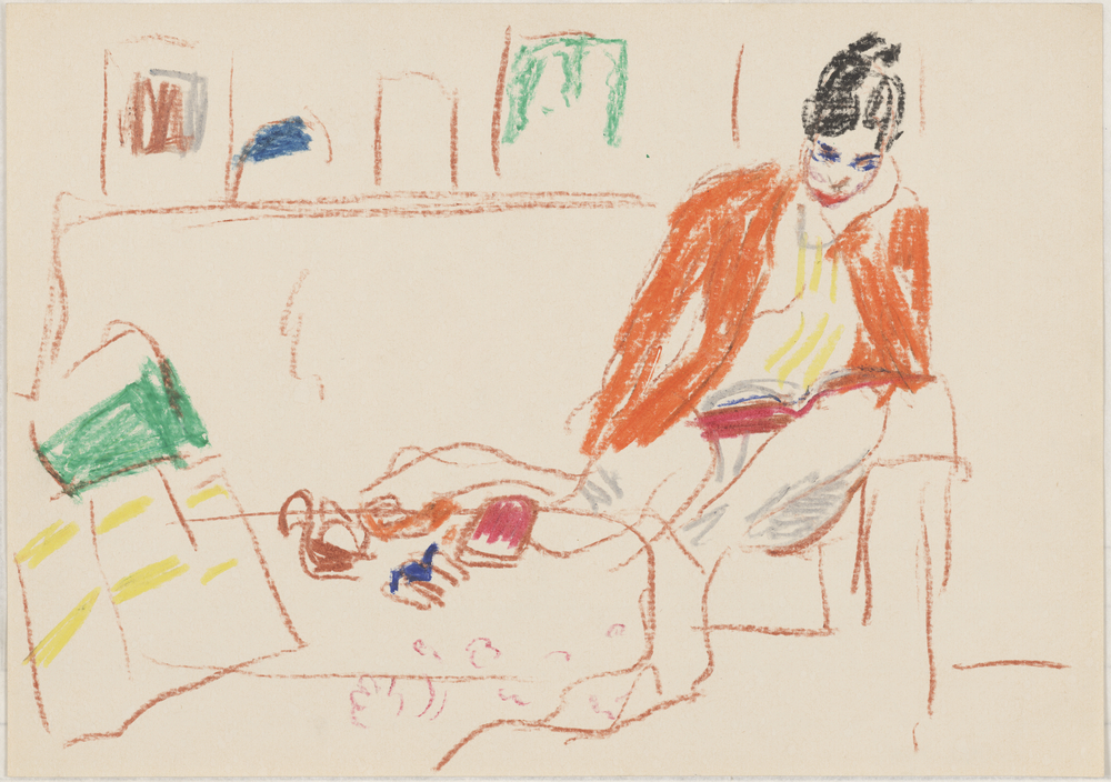 ohne Titel [Porträtstudie - Frau auf Sofa, lesend] (Kulturstiftung Sachsen-Anhalt CC BY-NC-SA)