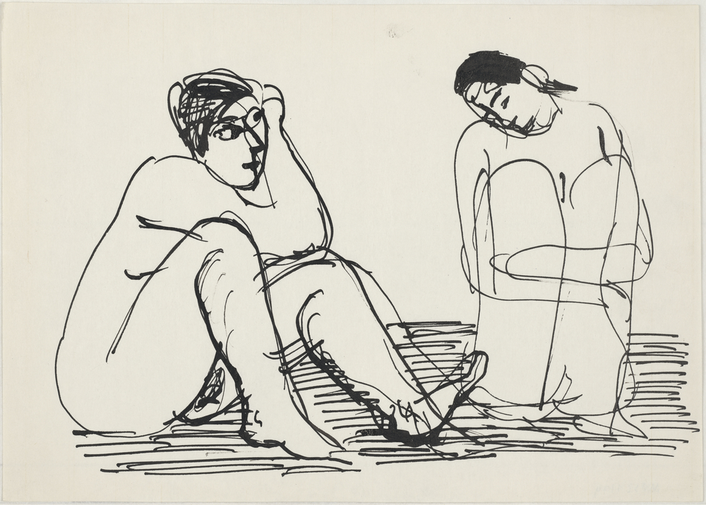 ohne Titel [Illustrative Studie - Zwei Frauen, sitzend] (Kulturstiftung Sachsen-Anhalt CC BY-NC-SA)
