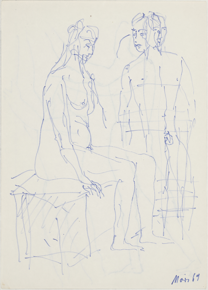 ohne Titel [Aktstudie - Frau und Mann, sitzend] (Kulturstiftung Sachsen-Anhalt CC BY-NC-SA)