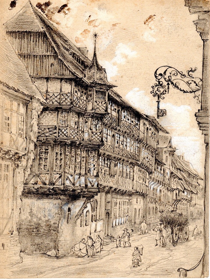Das Faulbaumsche Haus in der Breiten Straße in Wernigerode um 1860 (Schloß Wernigerode GmbH RR-F)