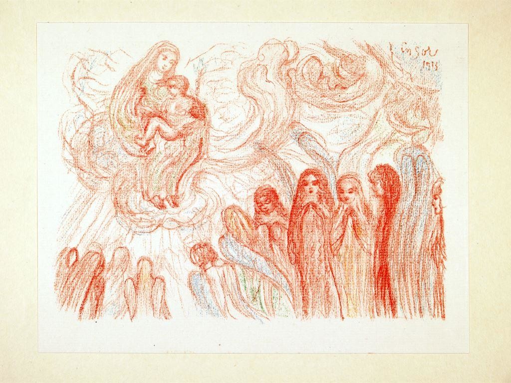 Die Jungfrau von Engeln umgeben (Stiftung Christliche Kunst Wittenberg CC BY-NC-SA)