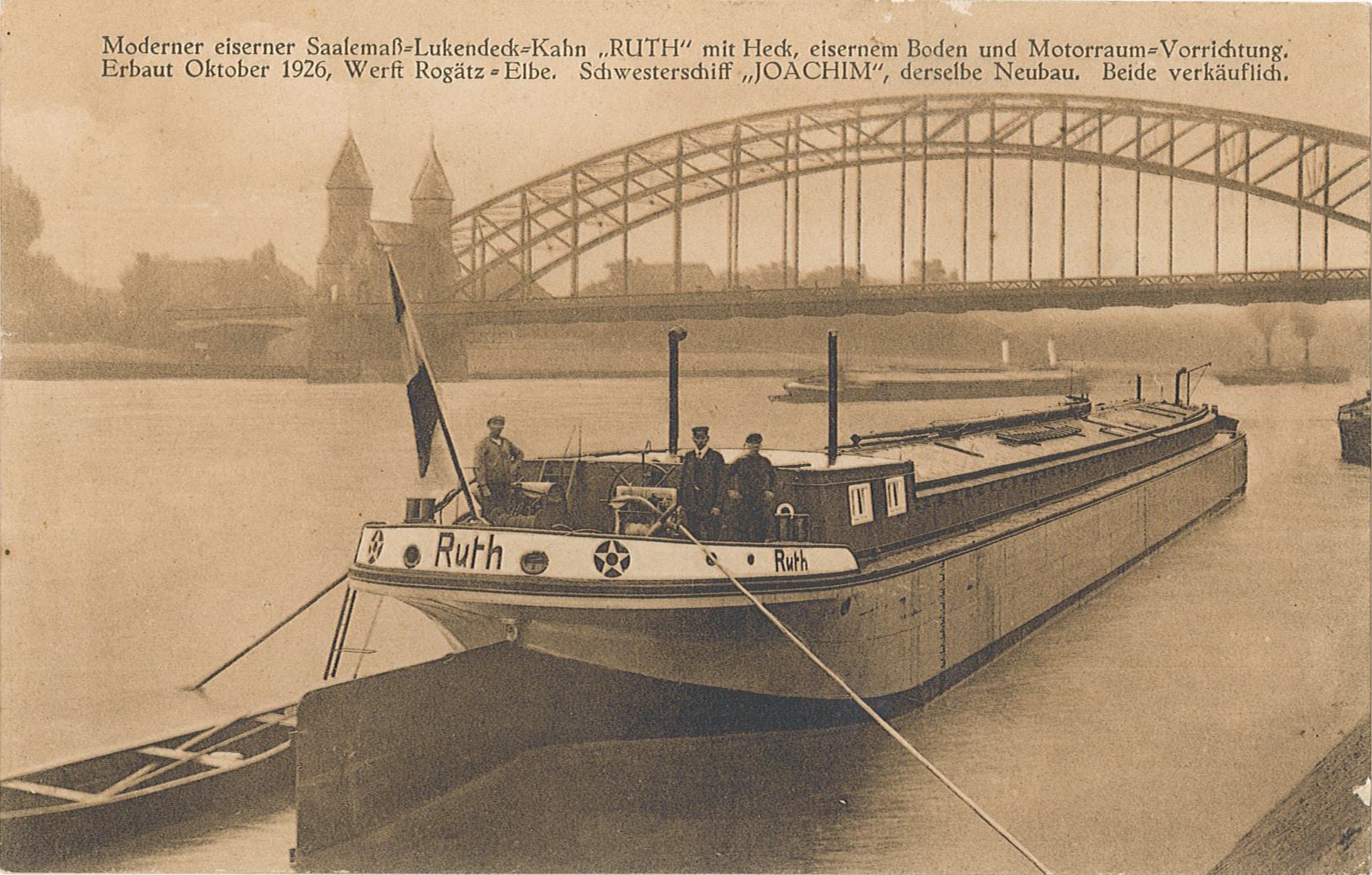 Postkarte "Saalemaß-Lukendeck-Kahn "Ruth" mit Heck" (Museum Wolmirstedt RR-F)