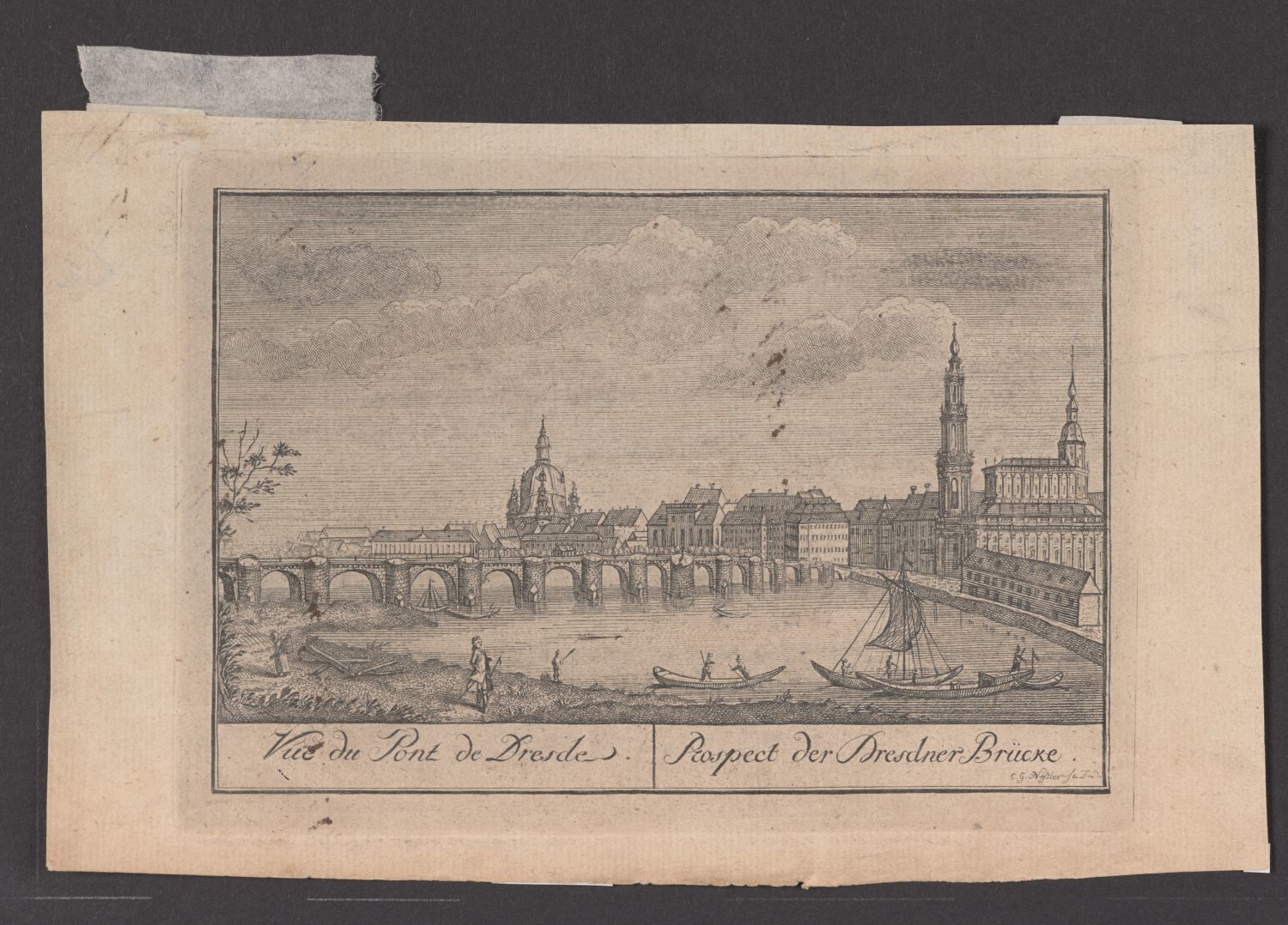 Dresden, Ansicht der Dresdner Brücke (Stiftung Händelhaus, Halle CC BY-NC-SA)