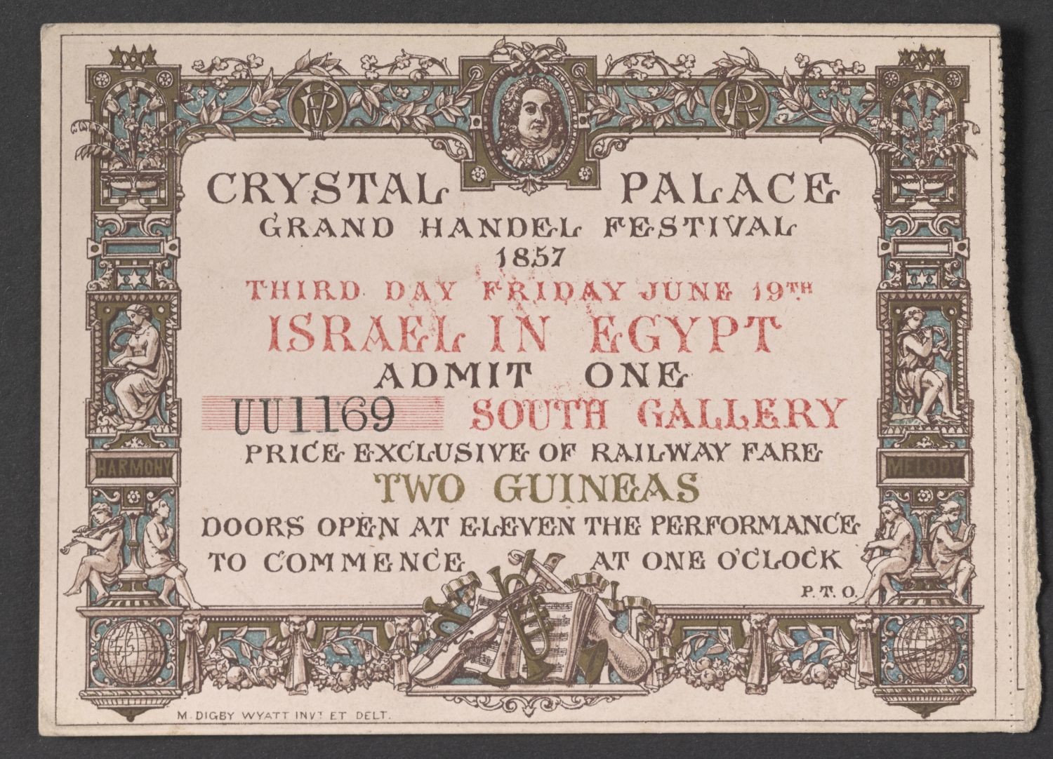 Eintrittskarte "Israel in Egypt", Crystal Palace 1857 (Stiftung Händelhaus, Halle CC BY-NC-SA)