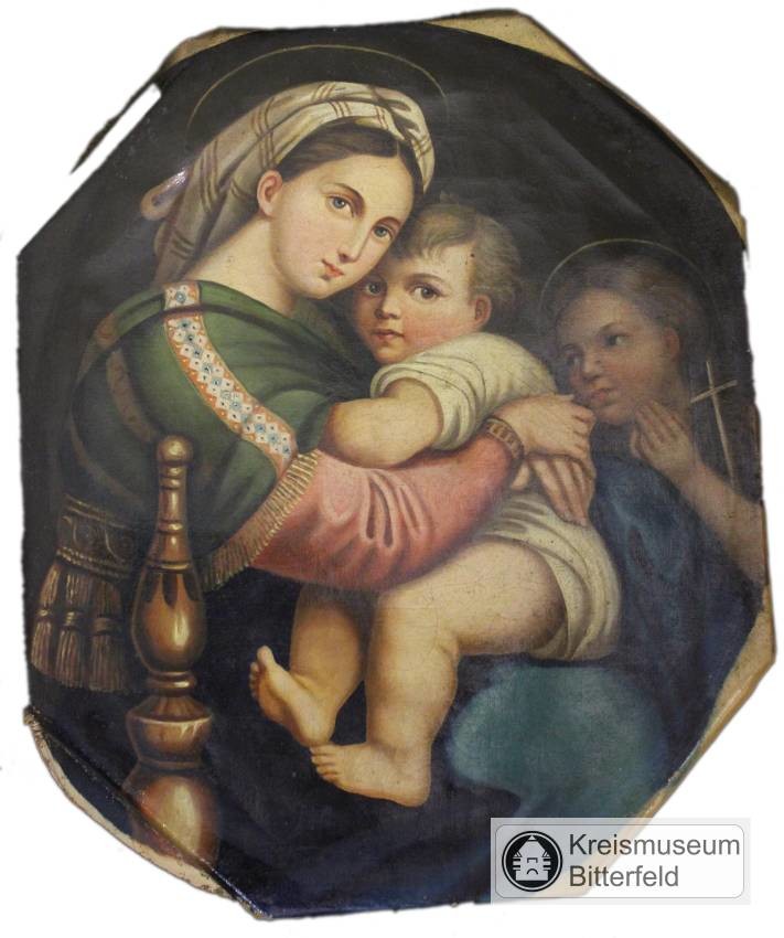 Ölgemälde - Madonna mit Kindern (Kreismuseum Bitterfeld RR-F)