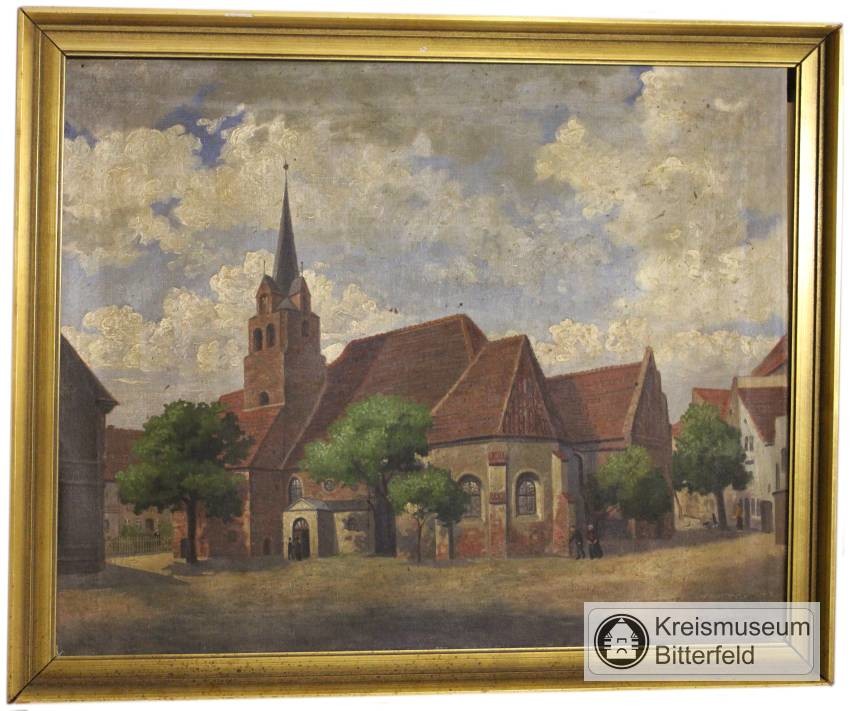 Ölgemälde "Alte Kirche in Bitterfeld" (Kreismuseum Bitterfeld RR-F)