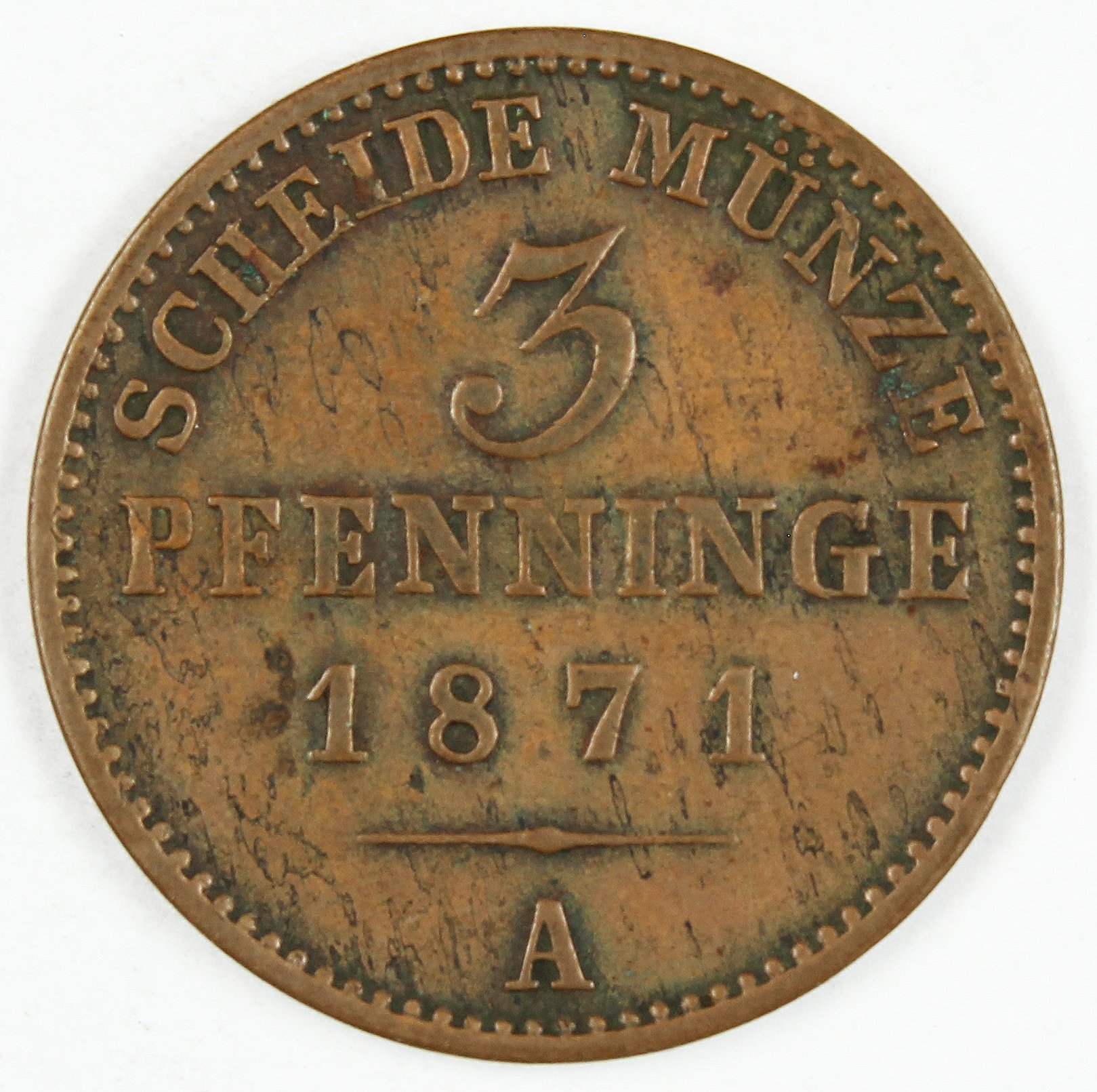3 Pfennig, Königkreich Preussen, 1852, 1857, 1863, 1869, 1871 (Museum Wolmirstedt RR-F)