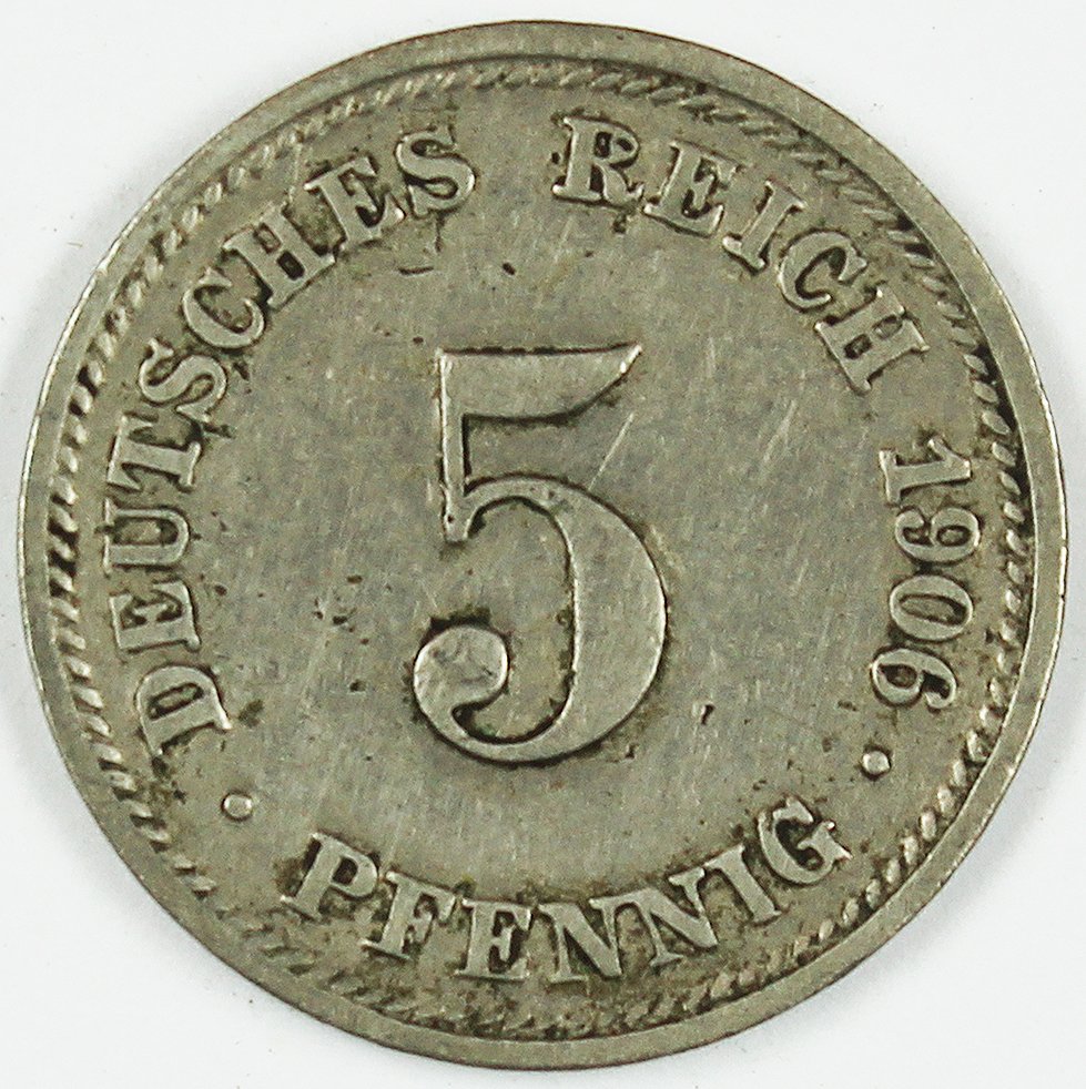 5 Pfennig, 1907, Deutsches Reich (2x) (Museum Wolmirstedt RR-F)
