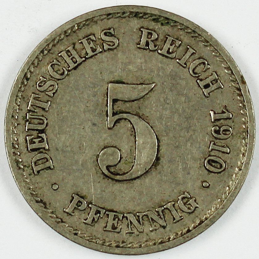 5 Pfennig, 1910, Deutsches Reich (3x) (Museum Wolmirstedt RR-F)