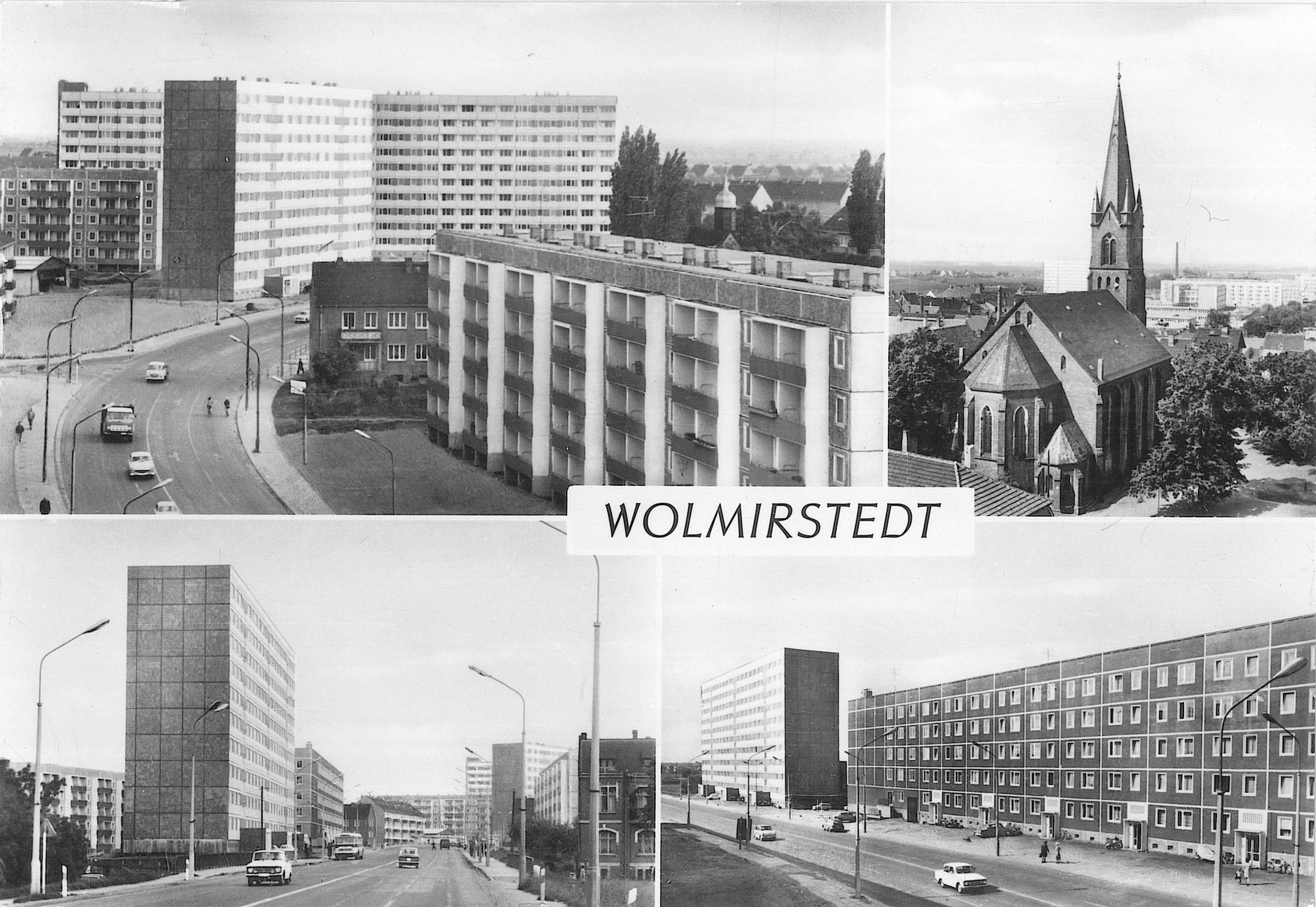 Ansichtskarte "Neubaugebiet Geschwister-Scholl-Straße - Katharinenkirche" (Wolmirstedt) (Museum Wolmirstedt RR-F)