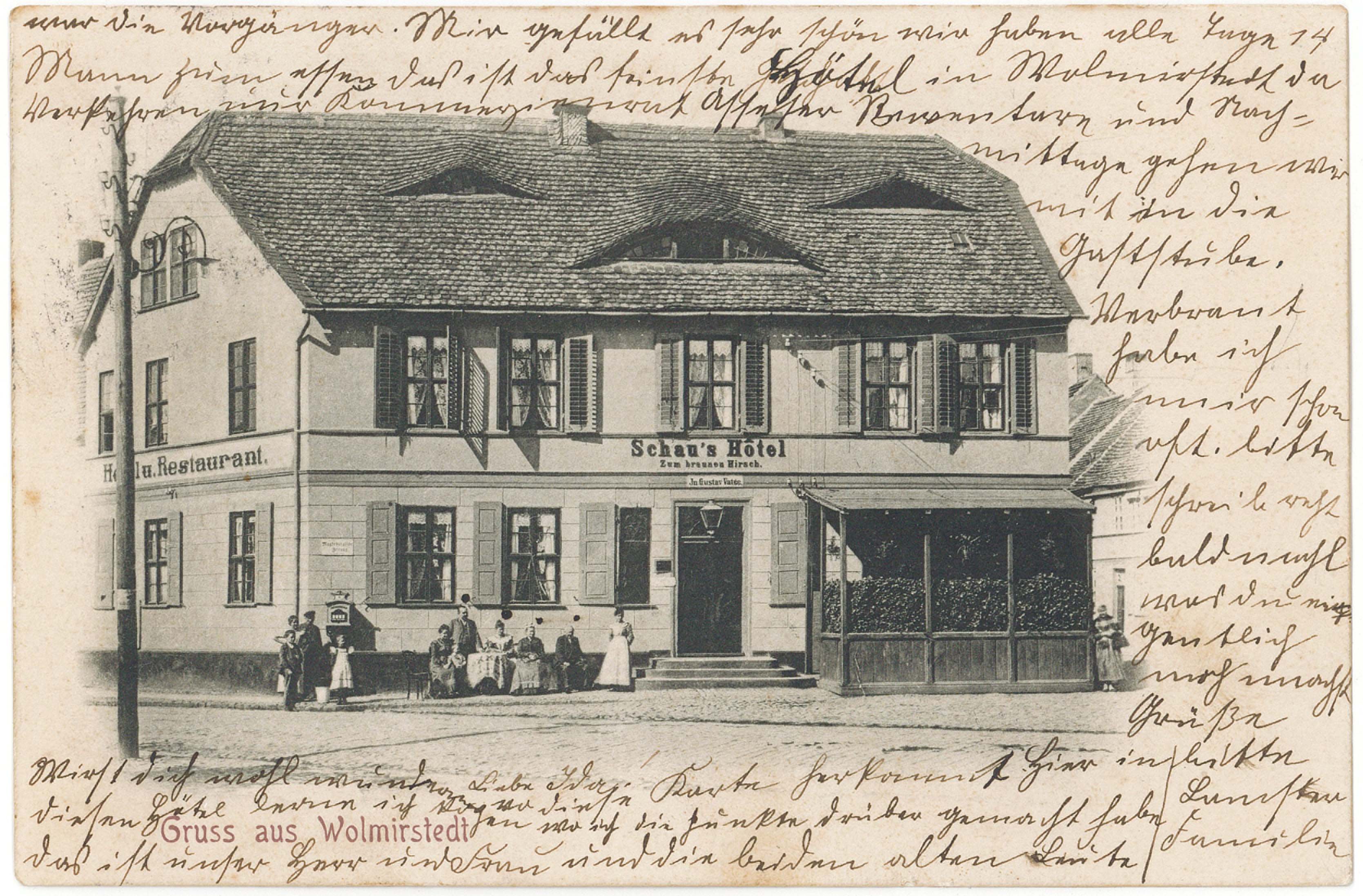 Ansichtskarte "Schau`s Hotel, Wolmirstedt", 31.07.1906 (Museum Wolmirstedt RR-F)