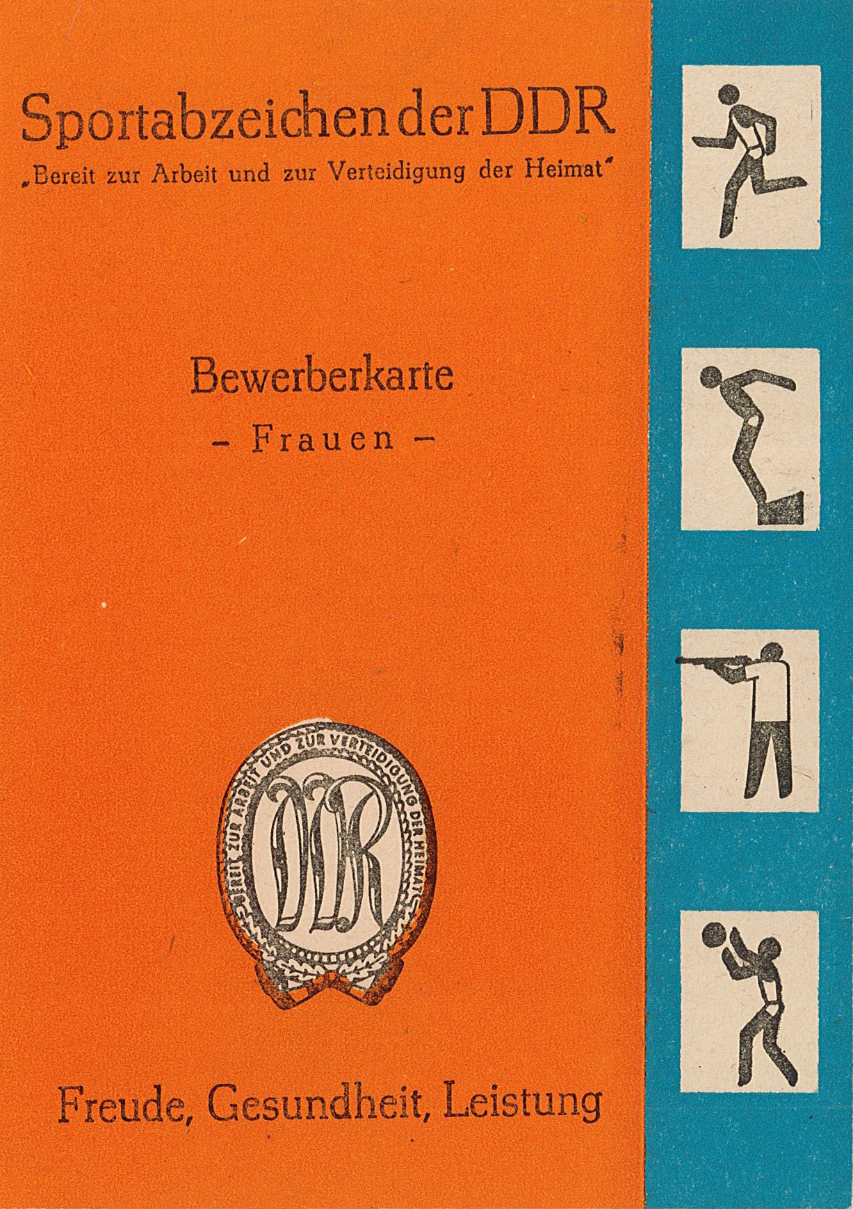 Bewerberkarte für das Sportabzeichen der DDR - Frauen (Museum Wolmirstedt RR-F)