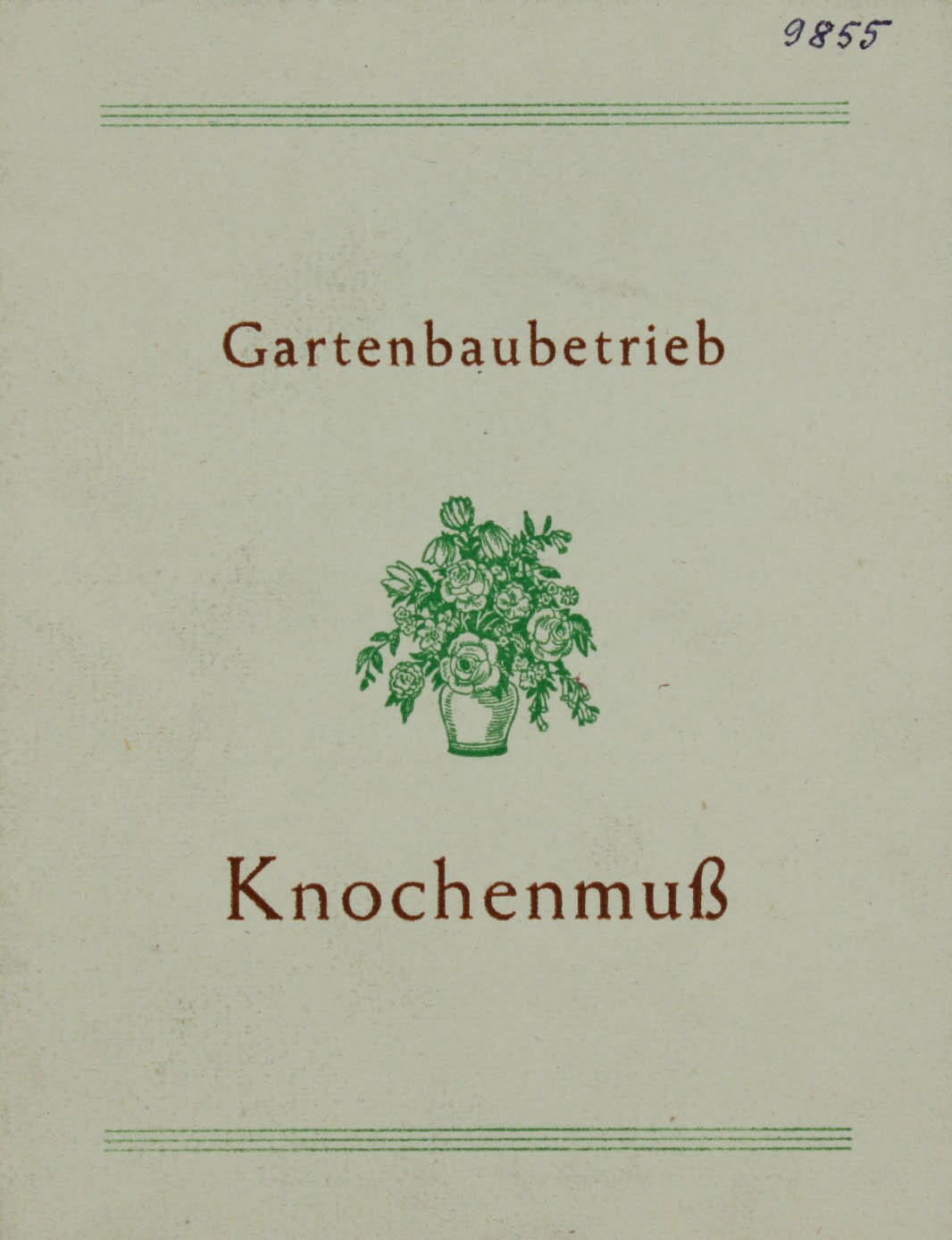Jubiläumskarte zum 50-jährigen Bestehen des Gartenbaubetriebes Knochenmuß, Wolmirstedt (1948) (Museum Wolmirstedt RR-F)