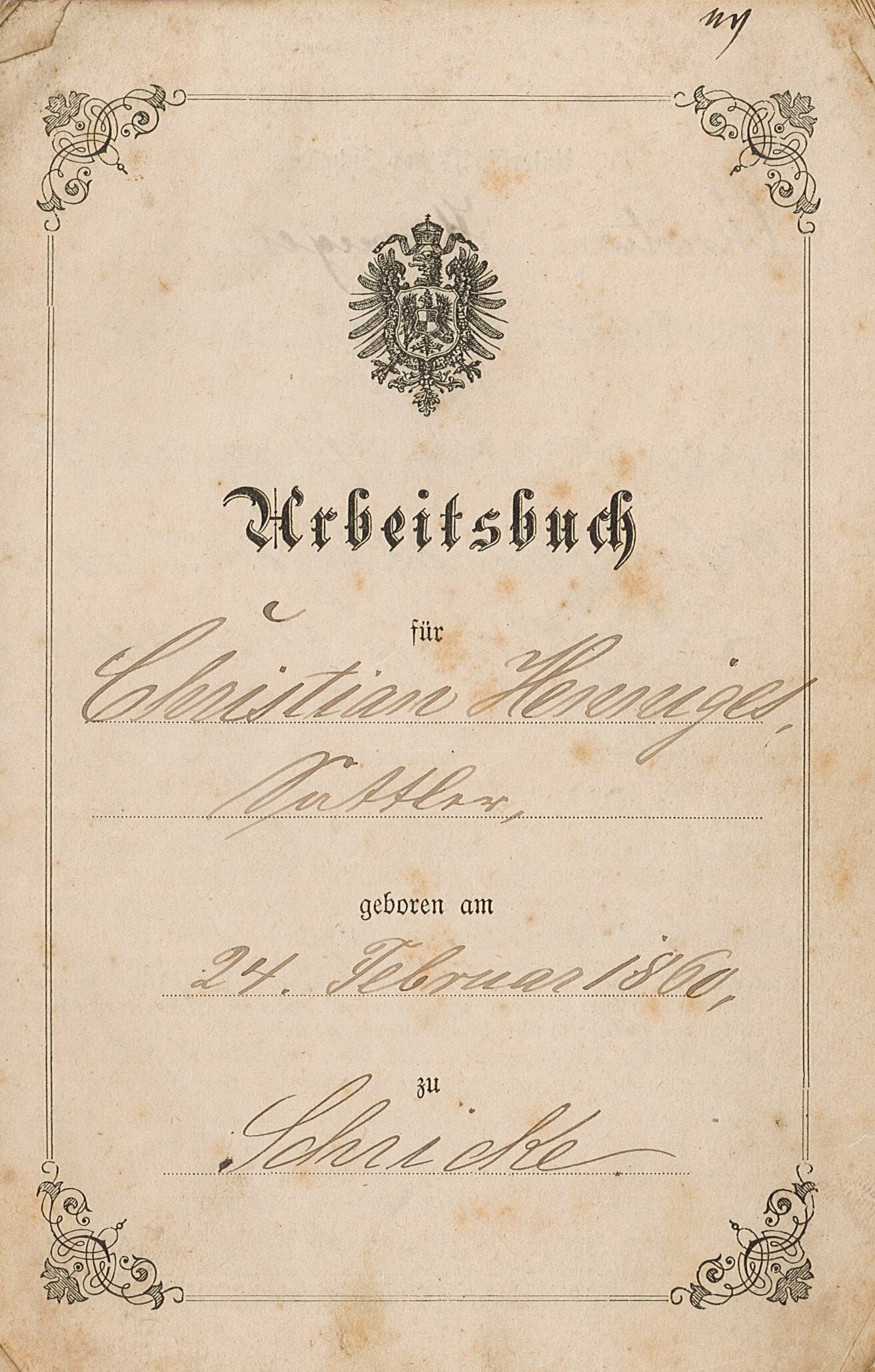 Arbeitsbuch des Sattlers Christian Henniges, 1878-1882 (Museum Wolmirstedt RR-F)