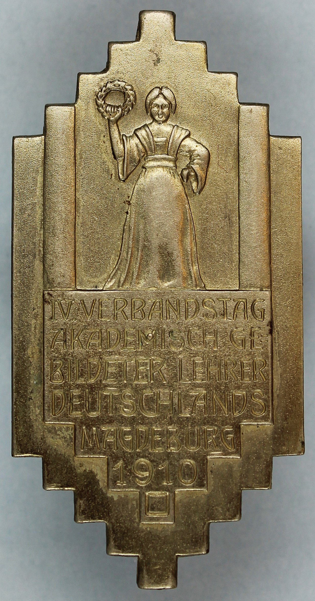 Plakette, IV. Verbandstag, 1910 (Museum Wolmirstedt RR-F)