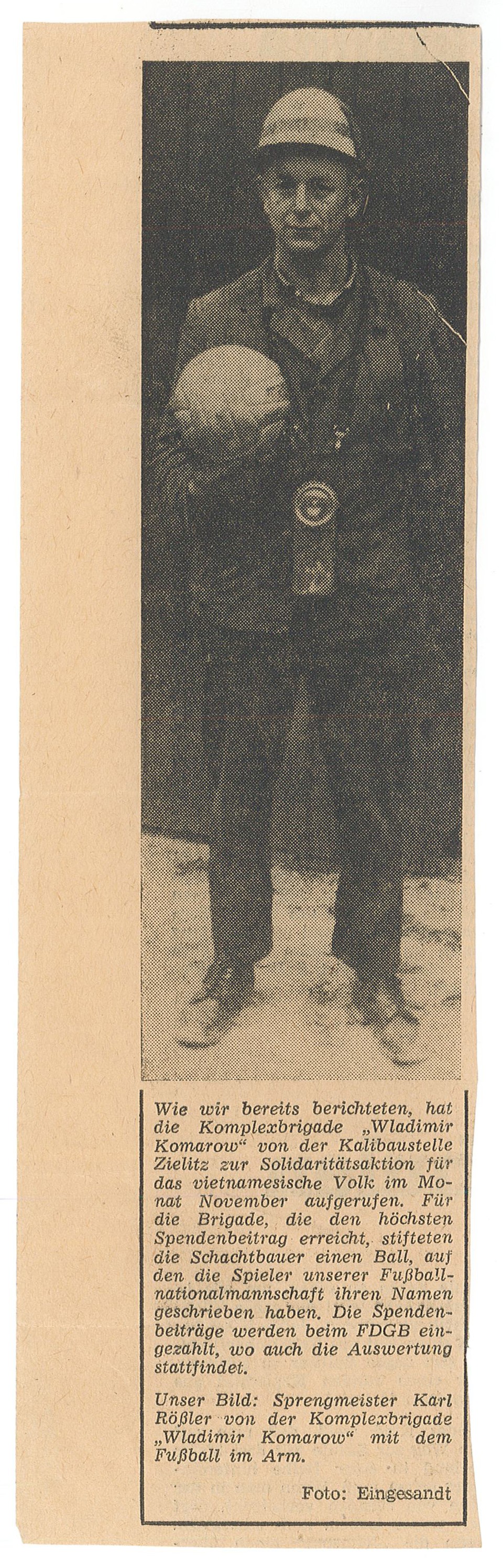 Bild zum Zeitungsartikel mit Sprengmeister Karl Rößler (Museum Wolmirstedt RR-F)