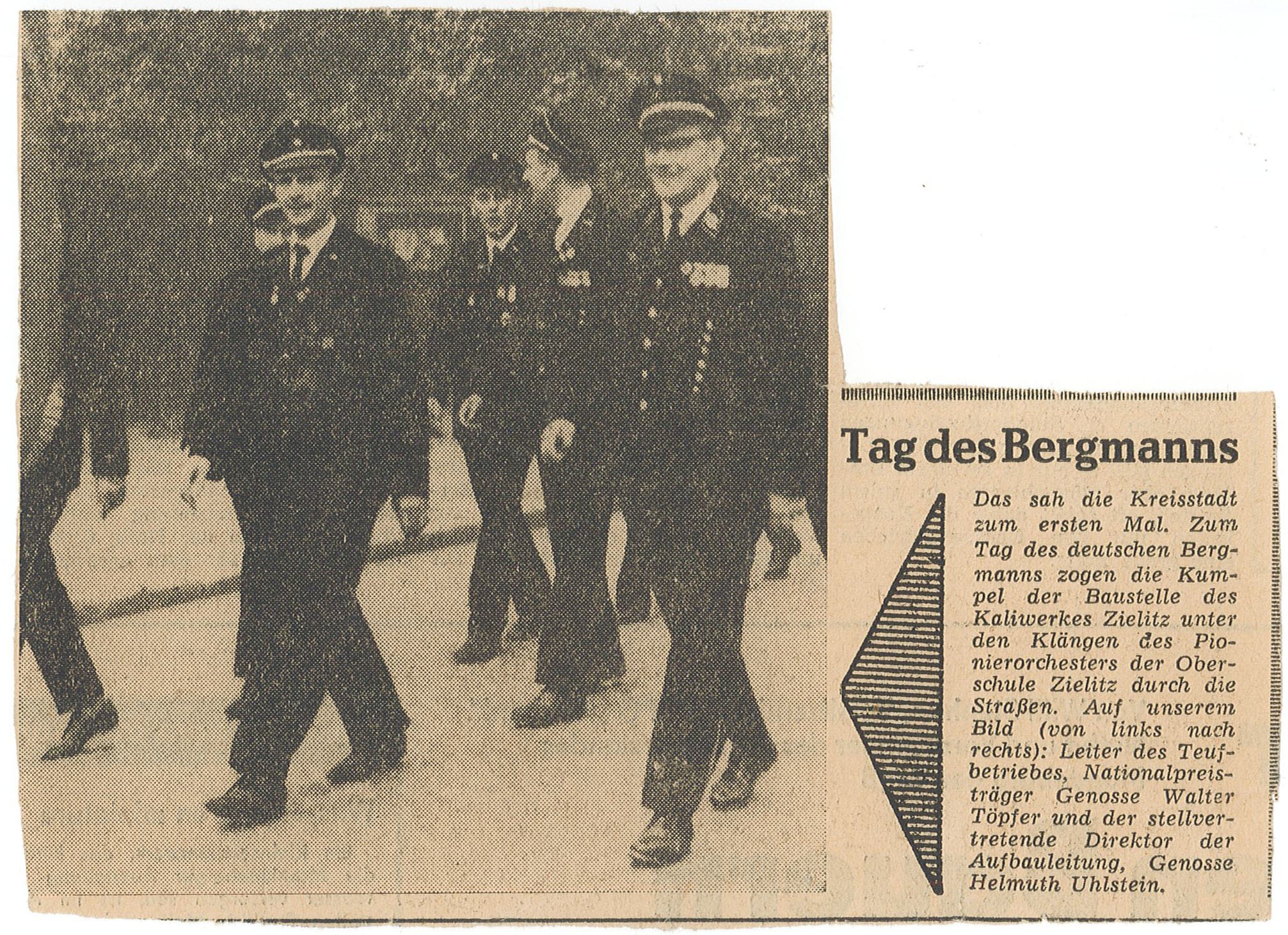 Bild / Zeitungsartikel "Tag des Bergmanns" (Museum Wolmirstedt RR-F)