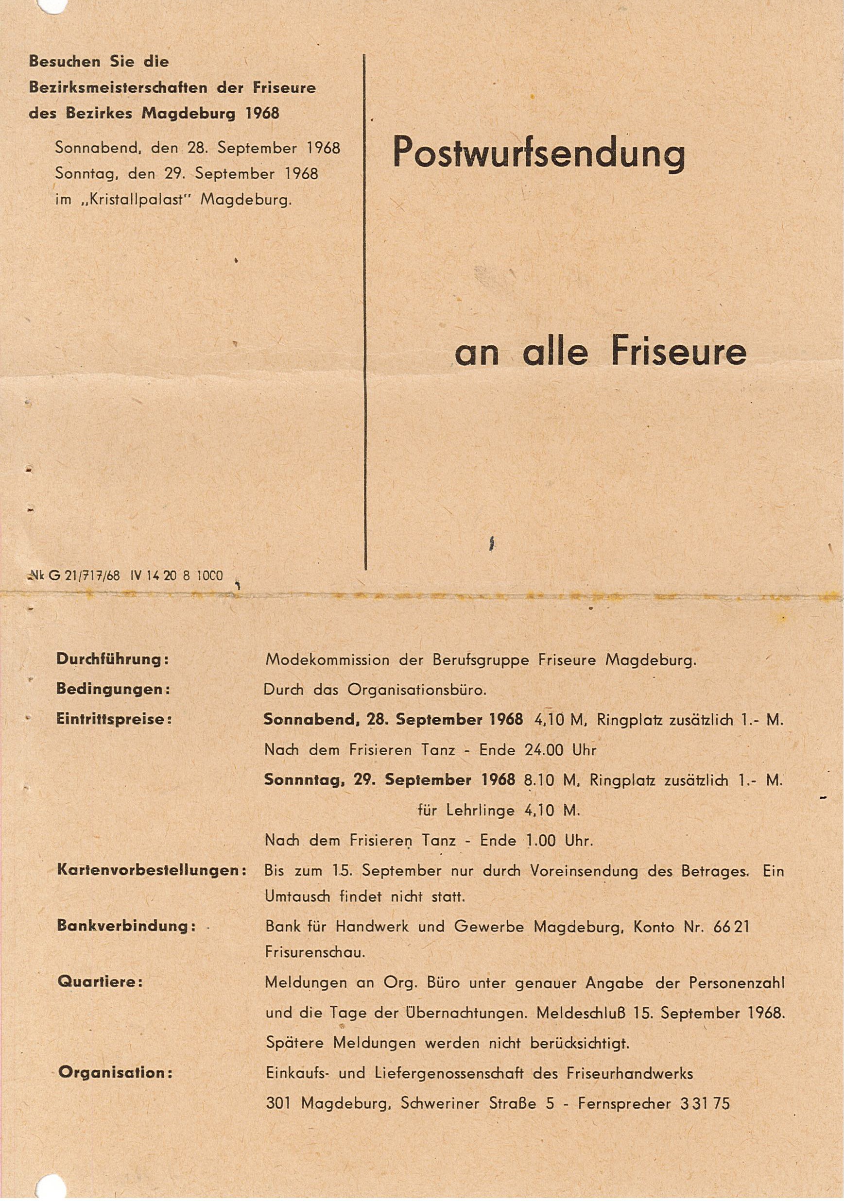 Bezirksmeisterschaft der Friseure 1968 (Museum Wolmirstedt RR-F)