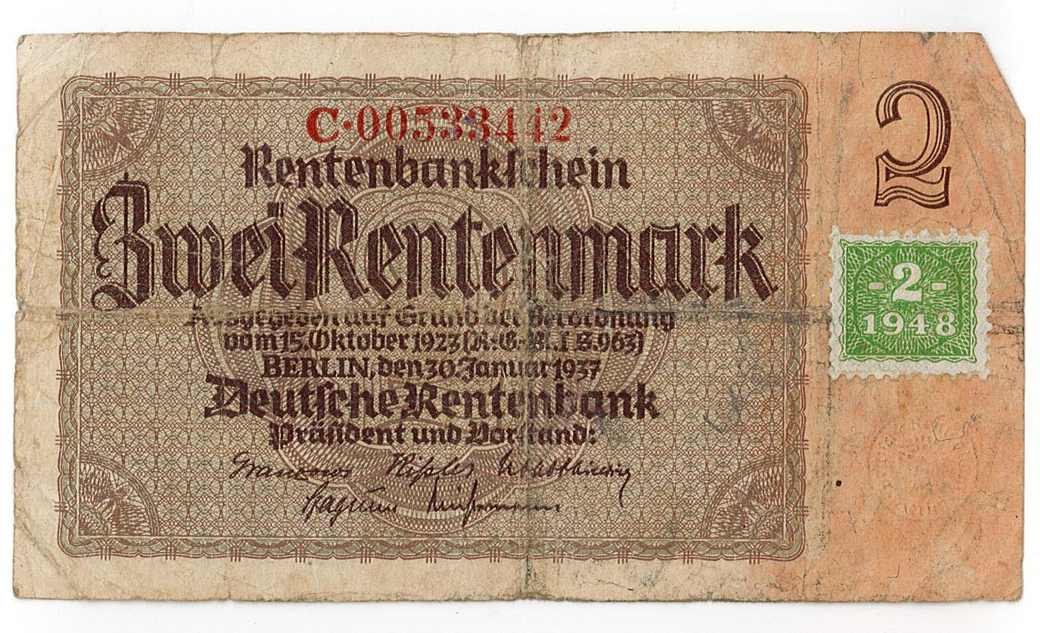 Zwei Rentenmark (Museum Wolmirstedt RR-F)
