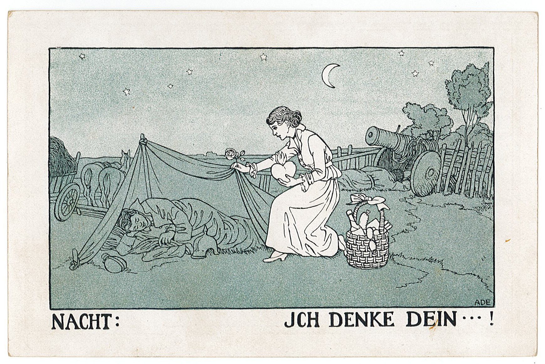 Feldpostkarte "Nacht: Ich denke Dein...!" (Museum Wolmirstedt RR-F)