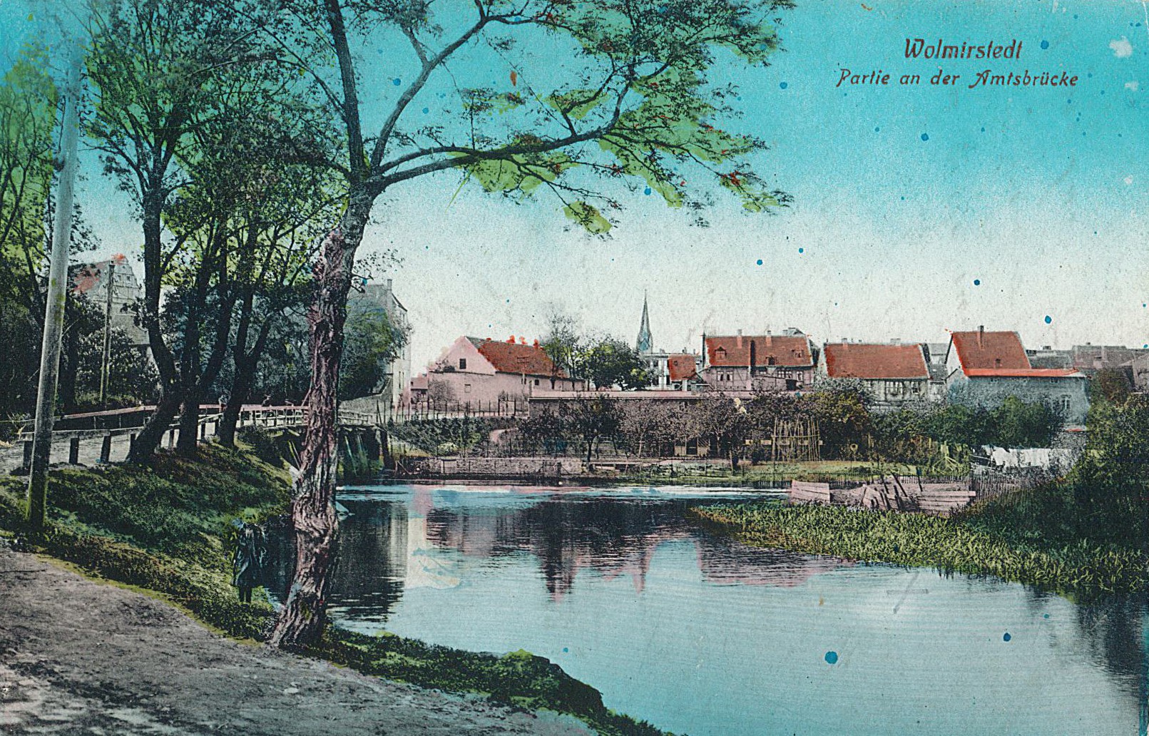 Postkarte "Wolmirstedt. Partie an der Amtsbrücke" (Museum Wolmirstedt RR-F)