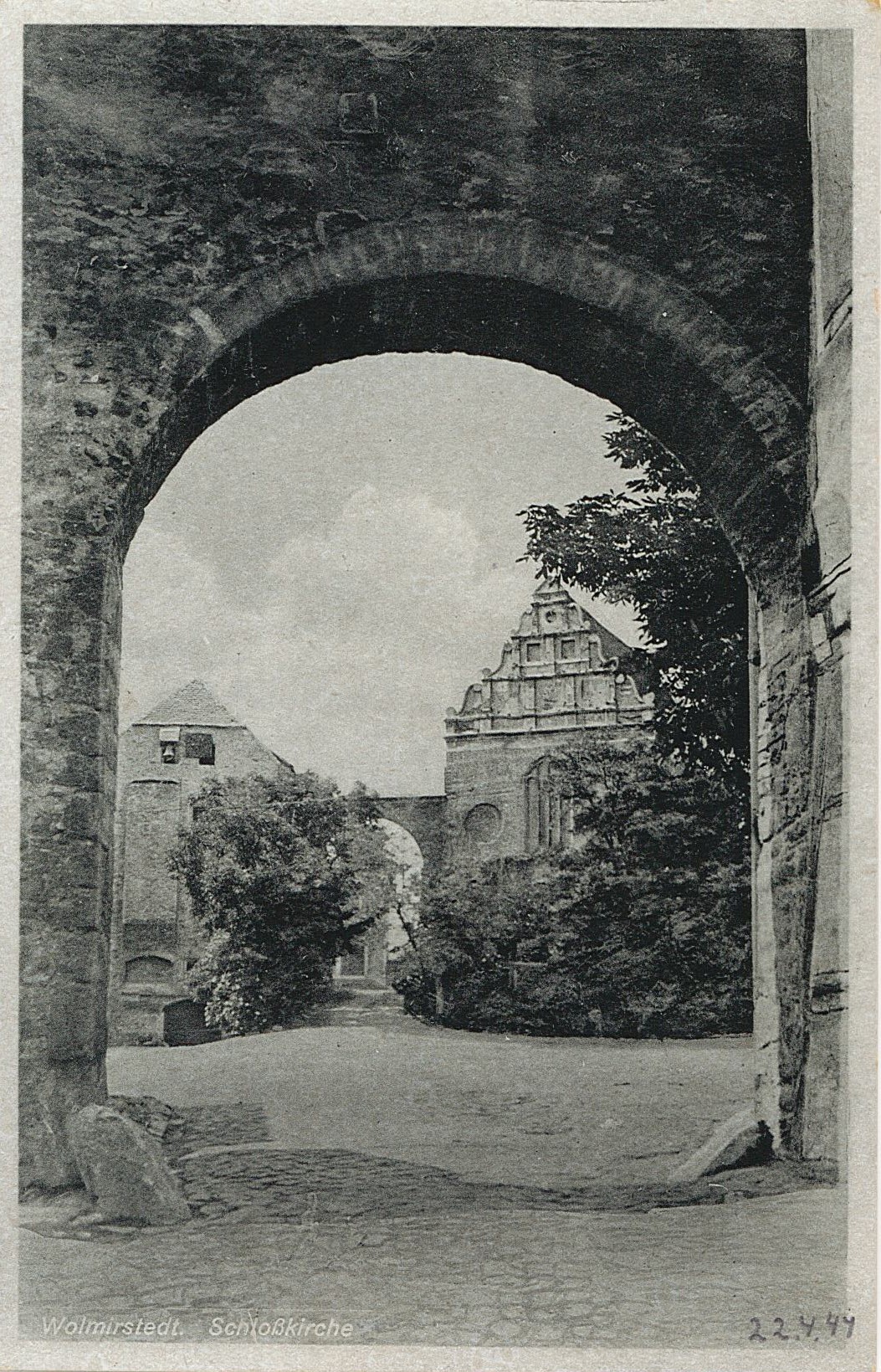Postkarte "Wolmirstedt. Schloßkirche", 22.04.1944 (Museum Wolmirstedt RR-F)