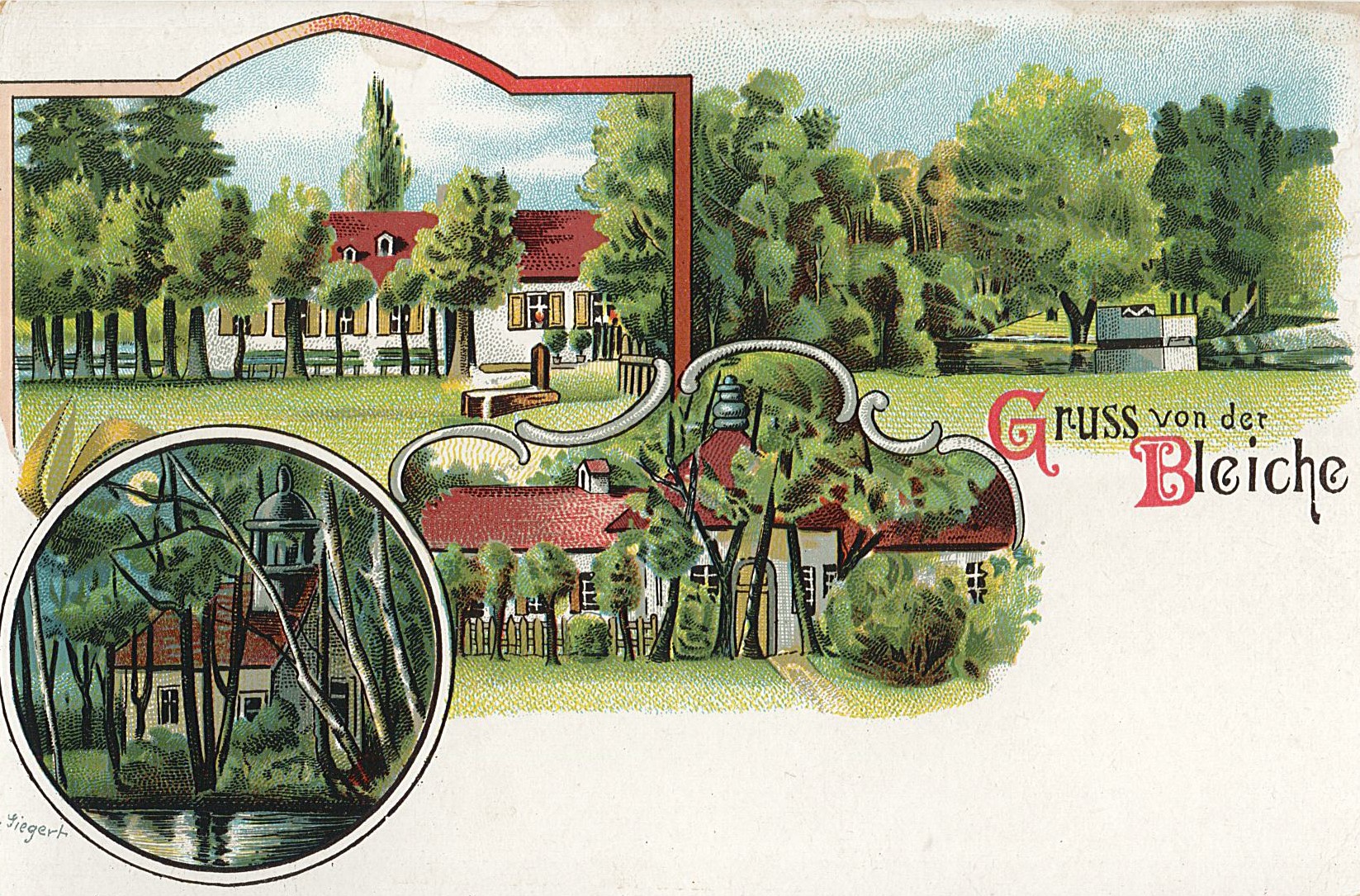 Postkarte "Gruss von der Bleiche" (Museum Wolmirstedt RR-F)