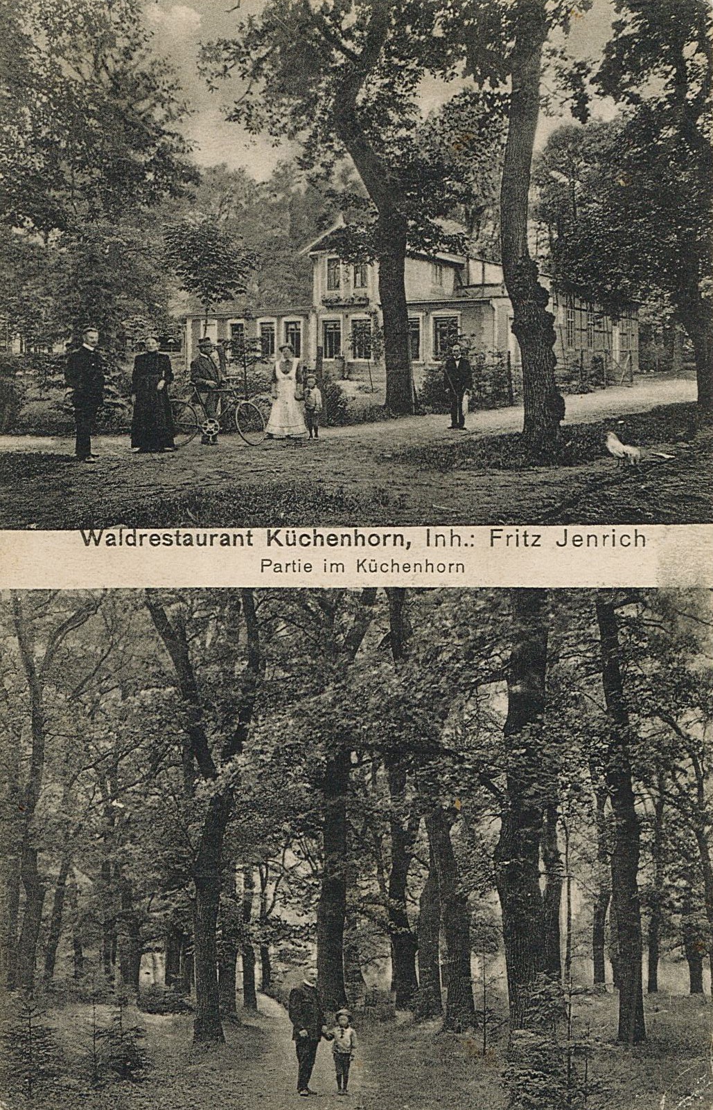Postkarte "Waldrestaurant Küchenhorn - Partie am Küchenhorn", 14.06.1914 (Museum Wolmirstedt RR-F)
