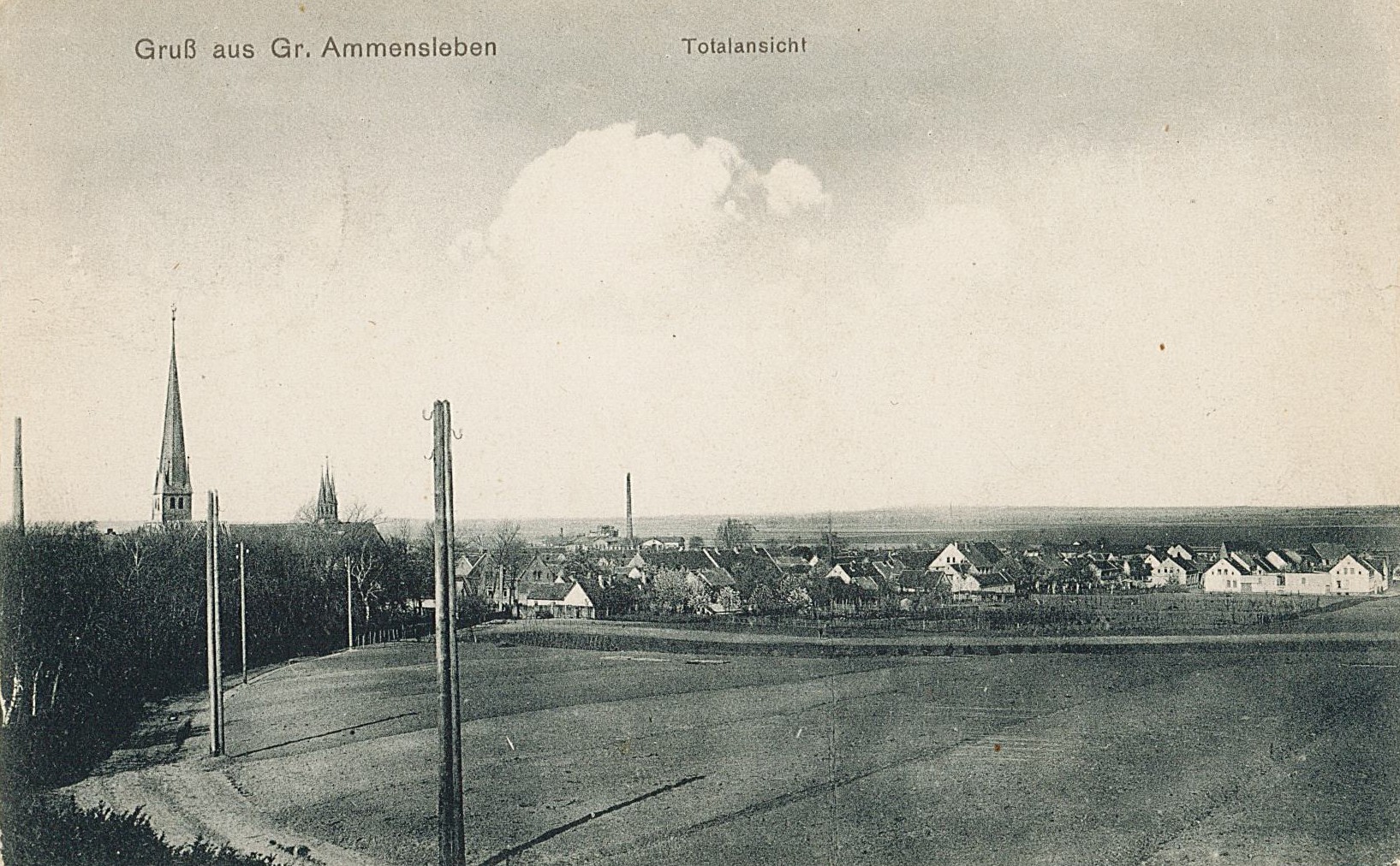 Postkarte "Gruß aus Gr. Ammensleben - Totalansicht", 15.04.1911 (Museum Wolmirstedt RR-F)