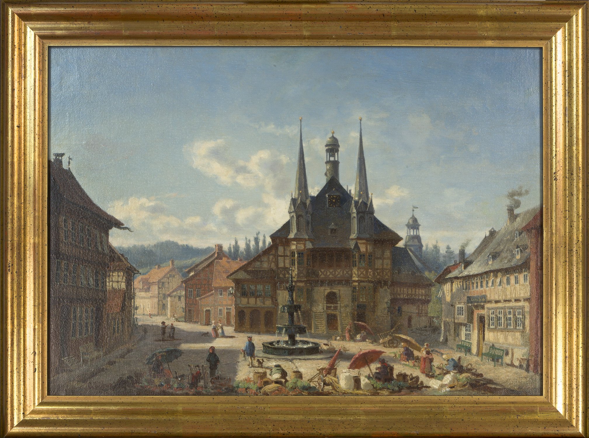 Rathaus und Markt von Wernigerode, 1869 (Harzmuseum Wernigerode CC BY-NC-SA)