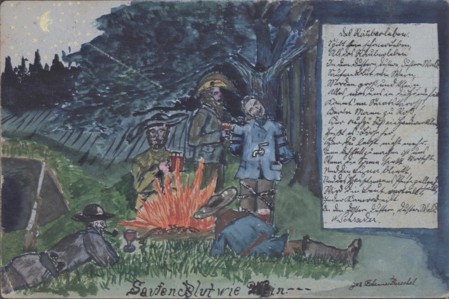 Das Räuberleben (Postkarte aus Sagan, 15.8.1913) (Harzmuseum Wernigerode CC BY-NC-SA)