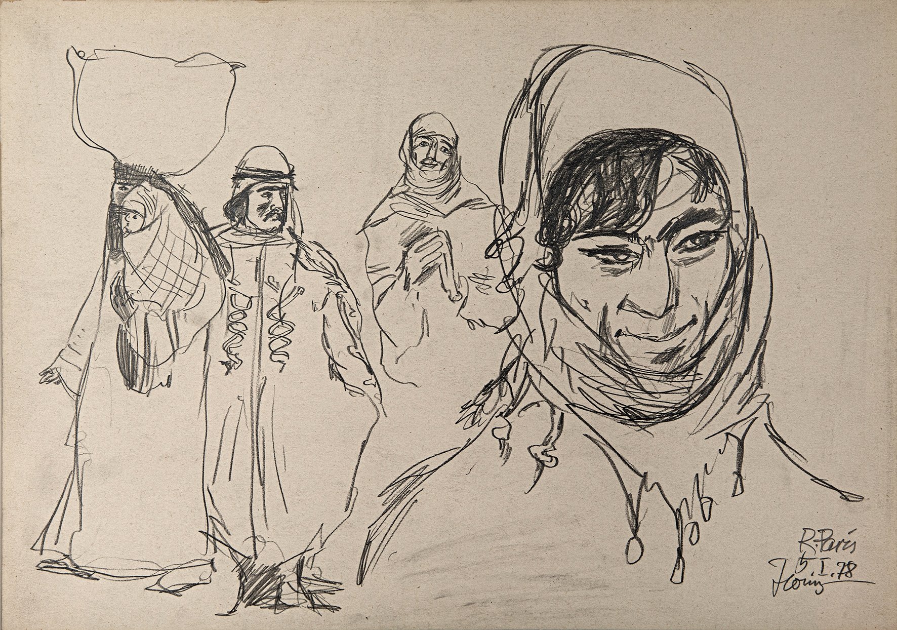 Männer und Frauen bei Homs, 9.1.1978 (Winckelmann-Museum Stendal CC BY-NC-SA)