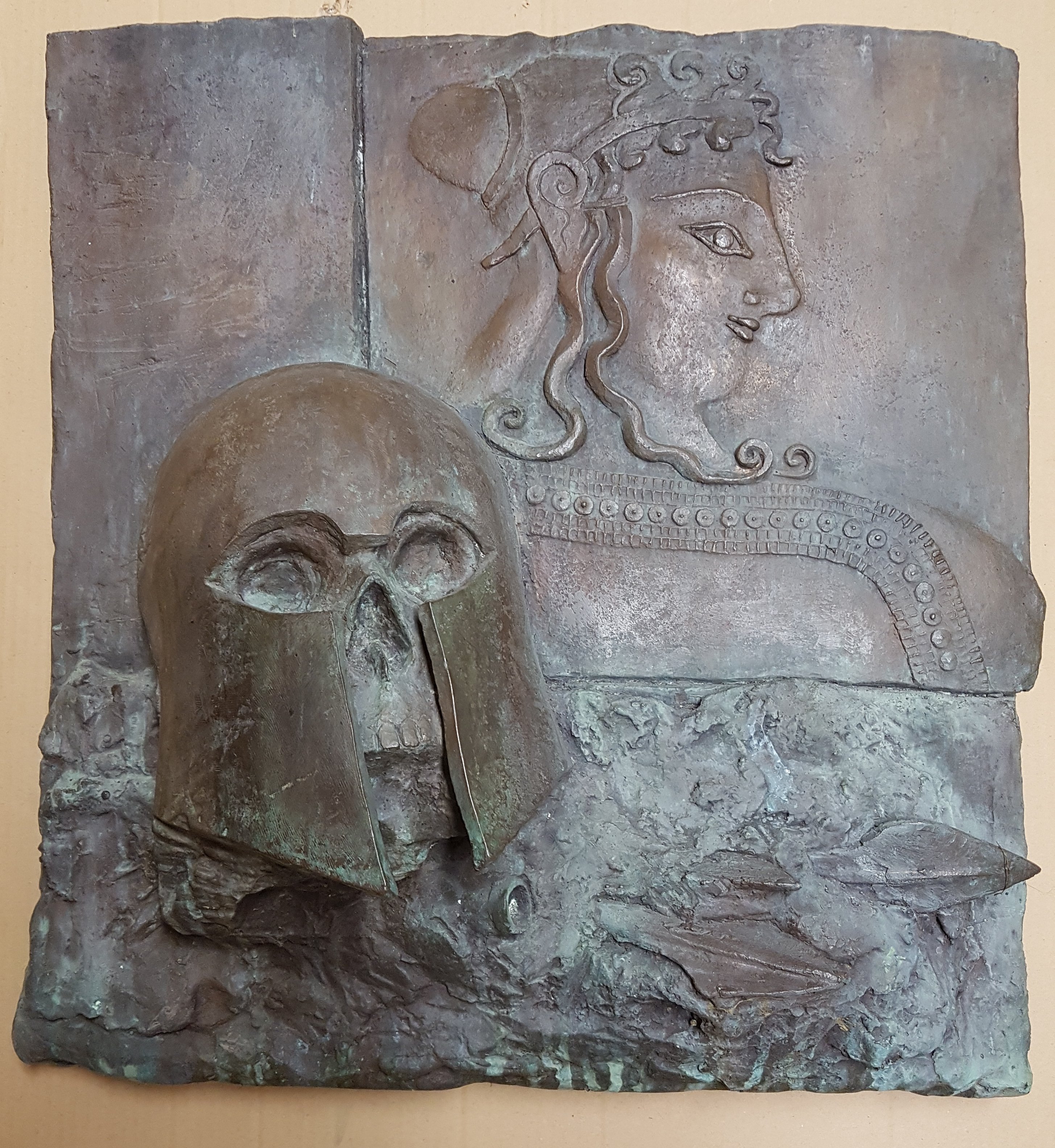 Schliemann-Ehrung: Troja, Totenkopf im Helm (Br 7) (Winckelmann-Museum Stendal CC BY-NC-SA)