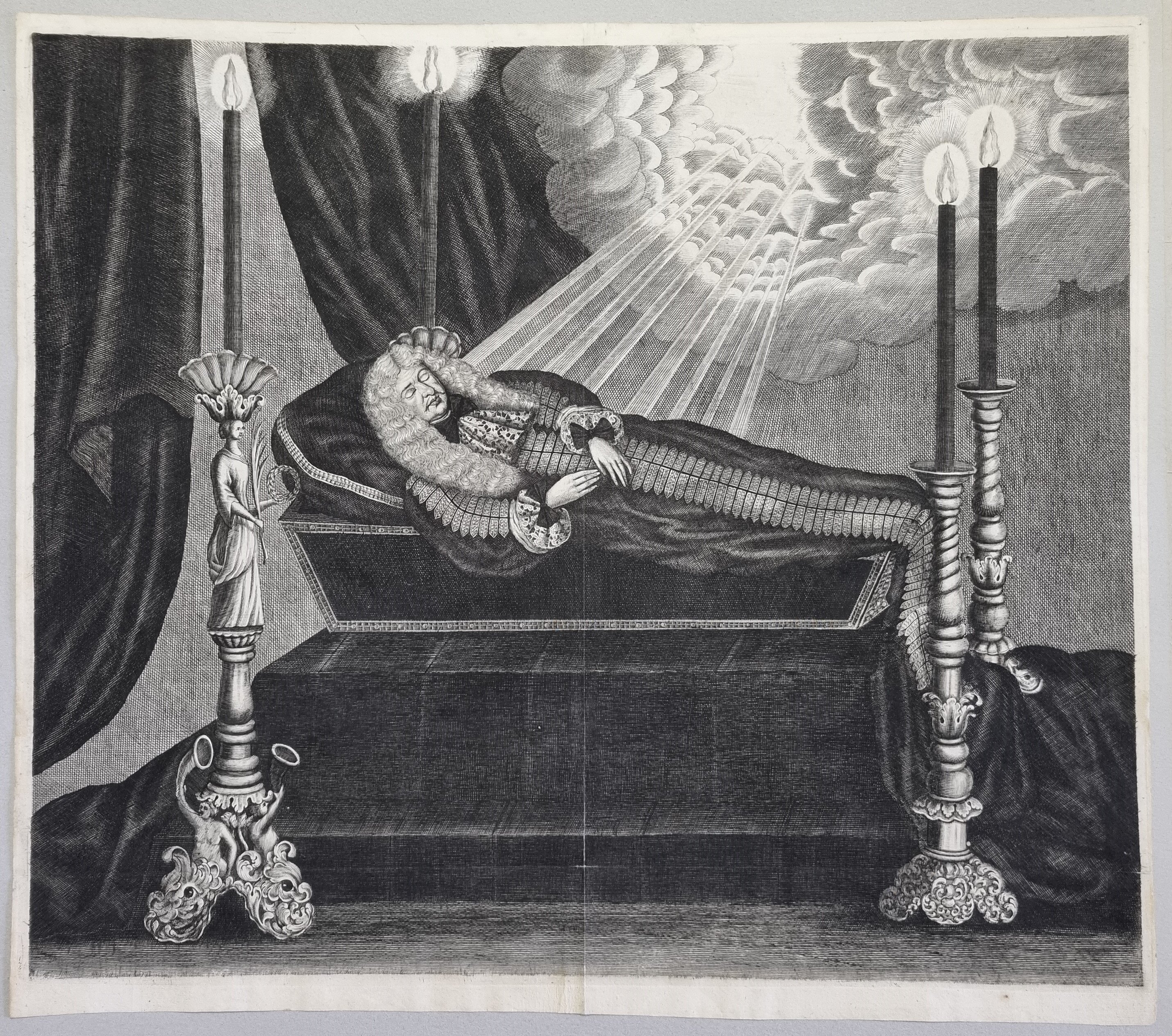 Aufbahrung der Leiche von Herzog August von Sachsen-Weißenfels (Museum Weißenfels - Schloss Neu-Augustusburg CC BY-NC-SA)