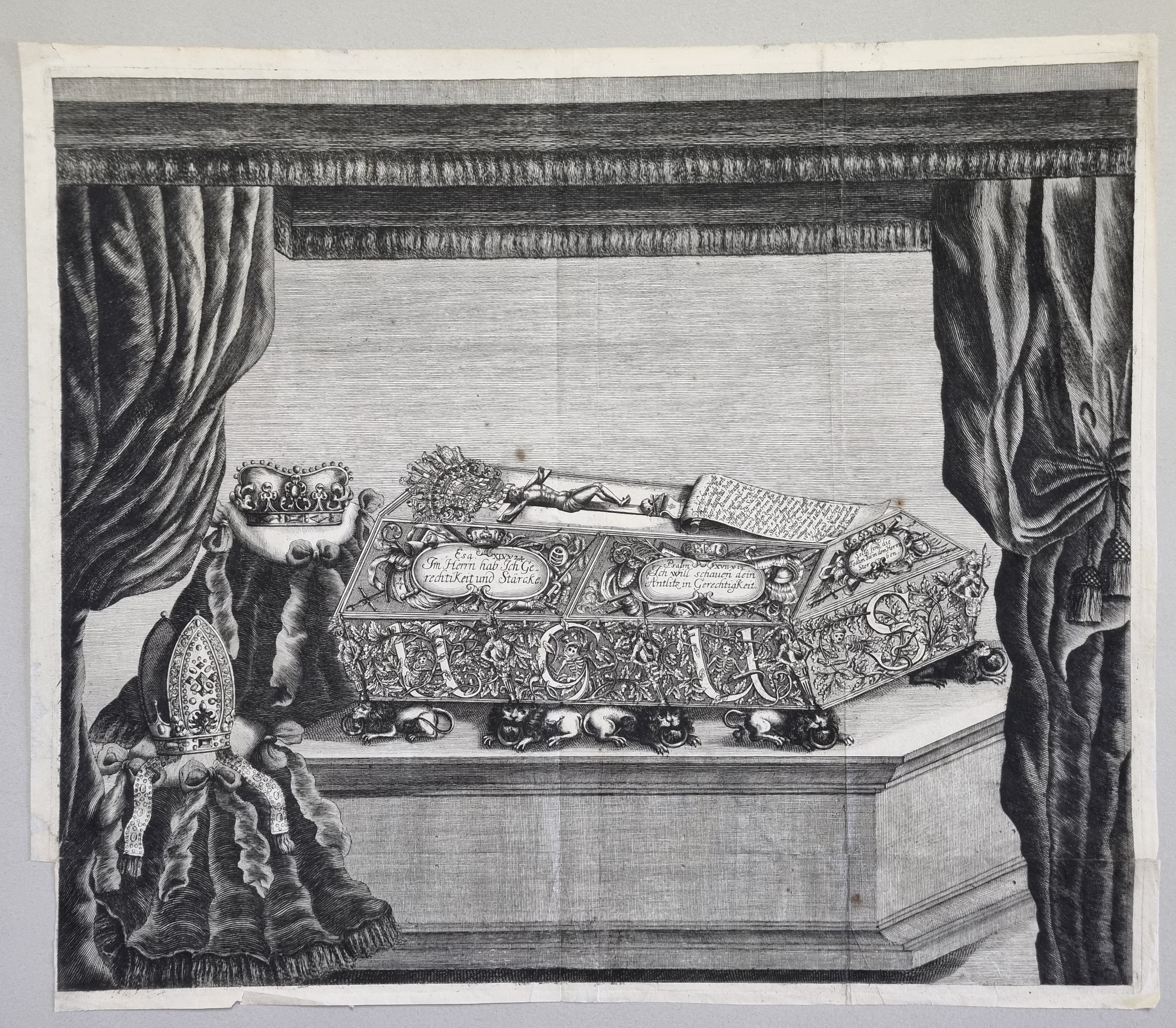Aufbahrung der Leiche von Herzog August von Sachsen-Weißenfels (Museum Weißenfels - Schloss Neu-Augustusburg CC BY-NC-SA)