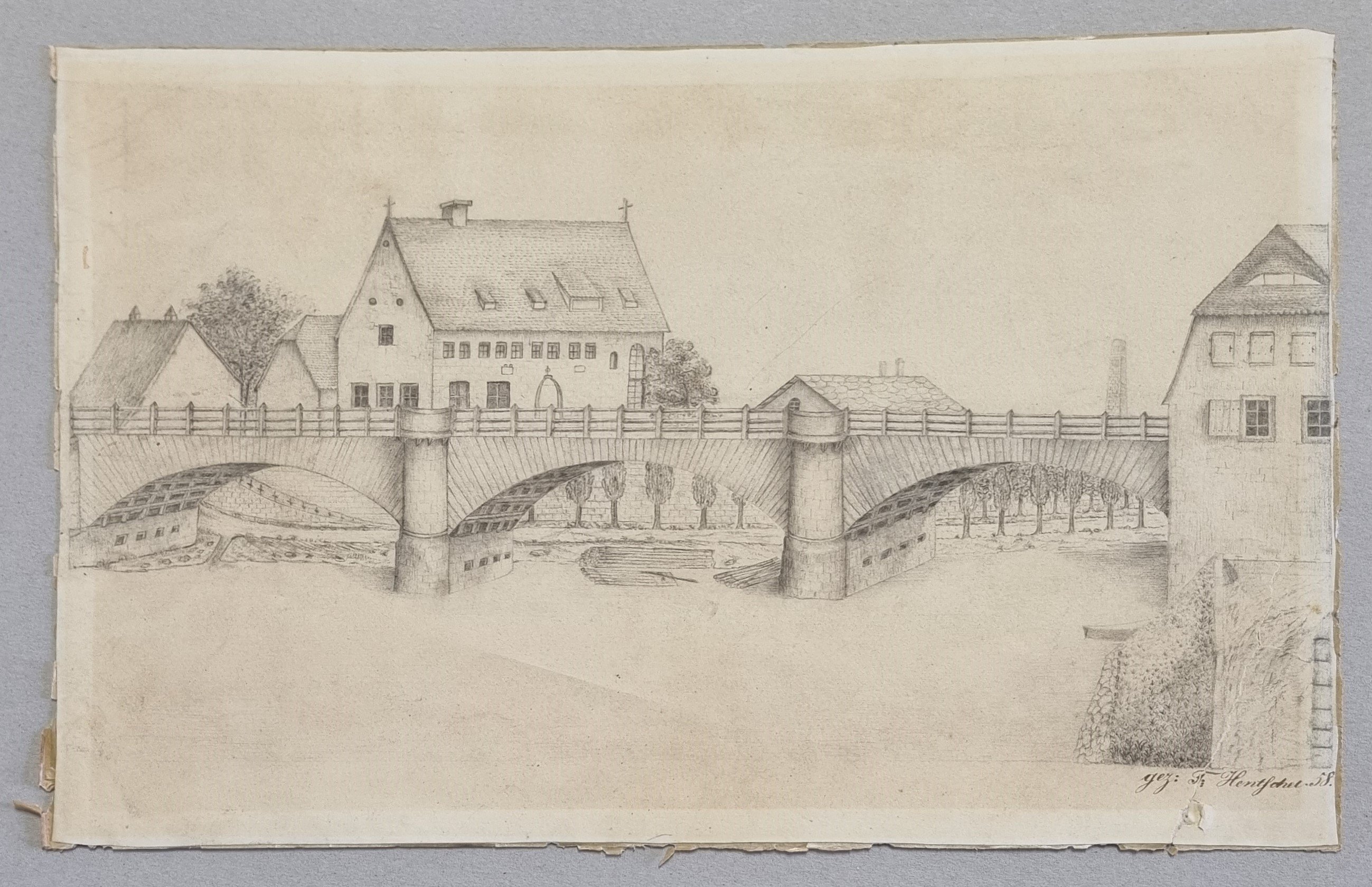Brücke über die Saale in Weißenfels, T. Hentschel 1858 (Museum Weißenfels - Schloss Neu-Augustusburg CC BY-NC-SA)