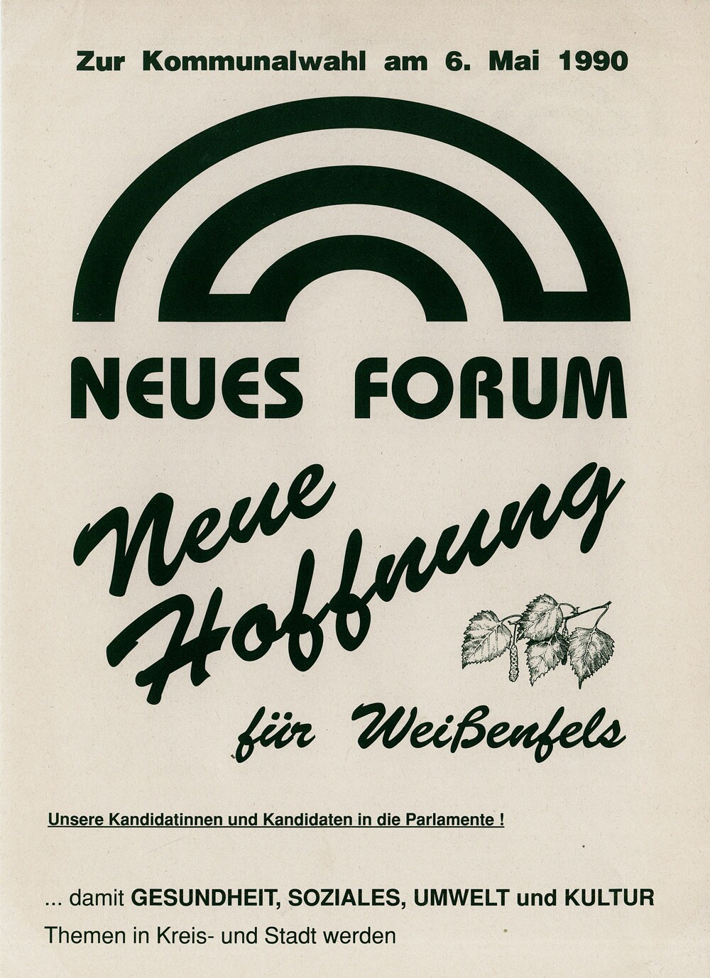 Wahlprogramm Neues Forum, 1990 Weißenfels (Museum Weißenfels CC BY-NC-SA)