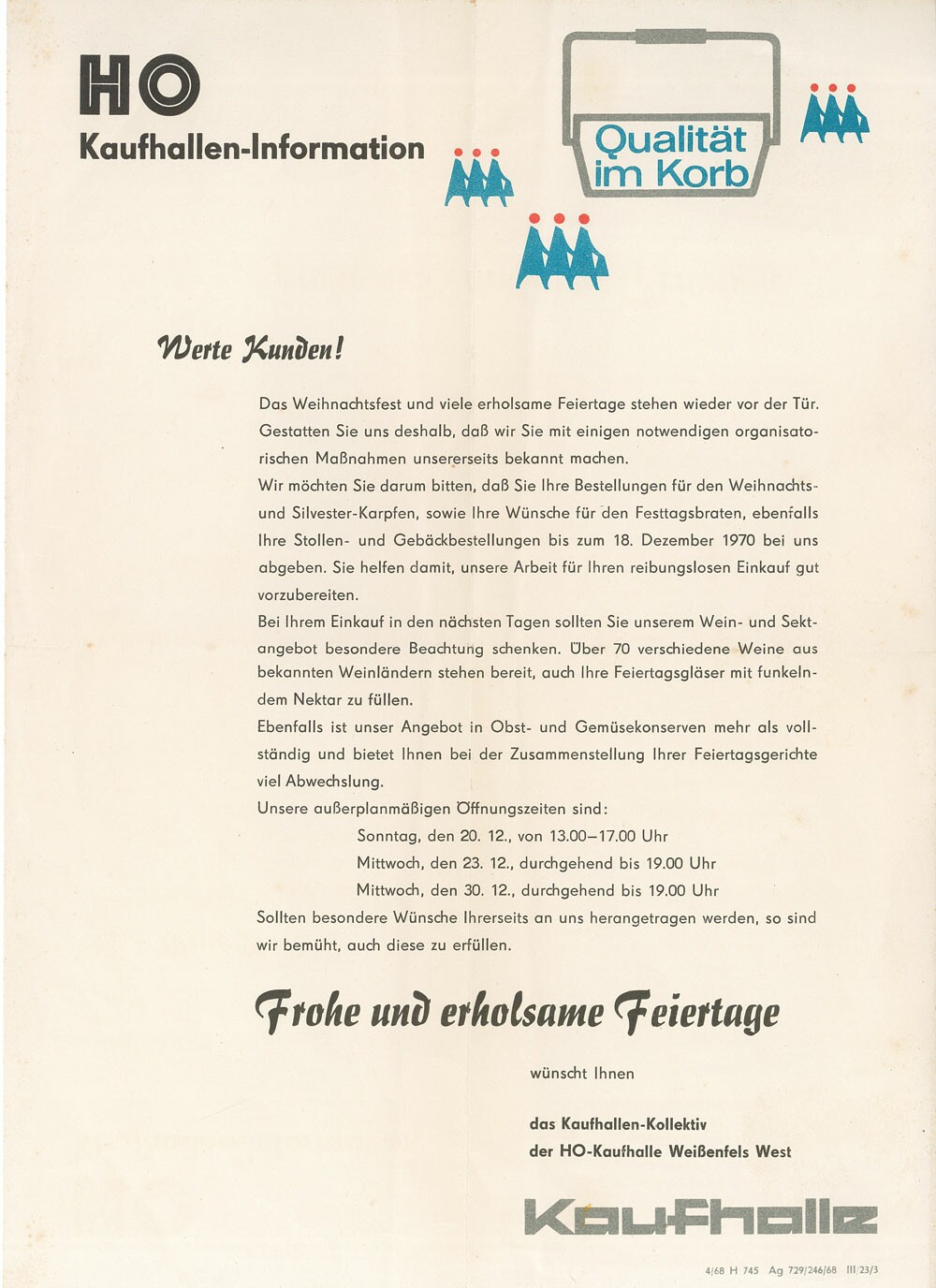 Kaufhallen-Information, HO, 1970 (Museum Weißenfels CC BY-NC-SA)