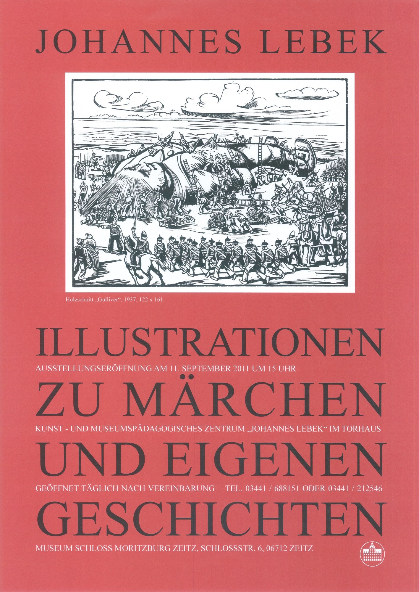 Ausstellungsplakat "Johannes Lebek. Illustrationen zu Märchen und eigenen Geschichte" (Museum Schloss Moritzburg Zeitz RR-R)