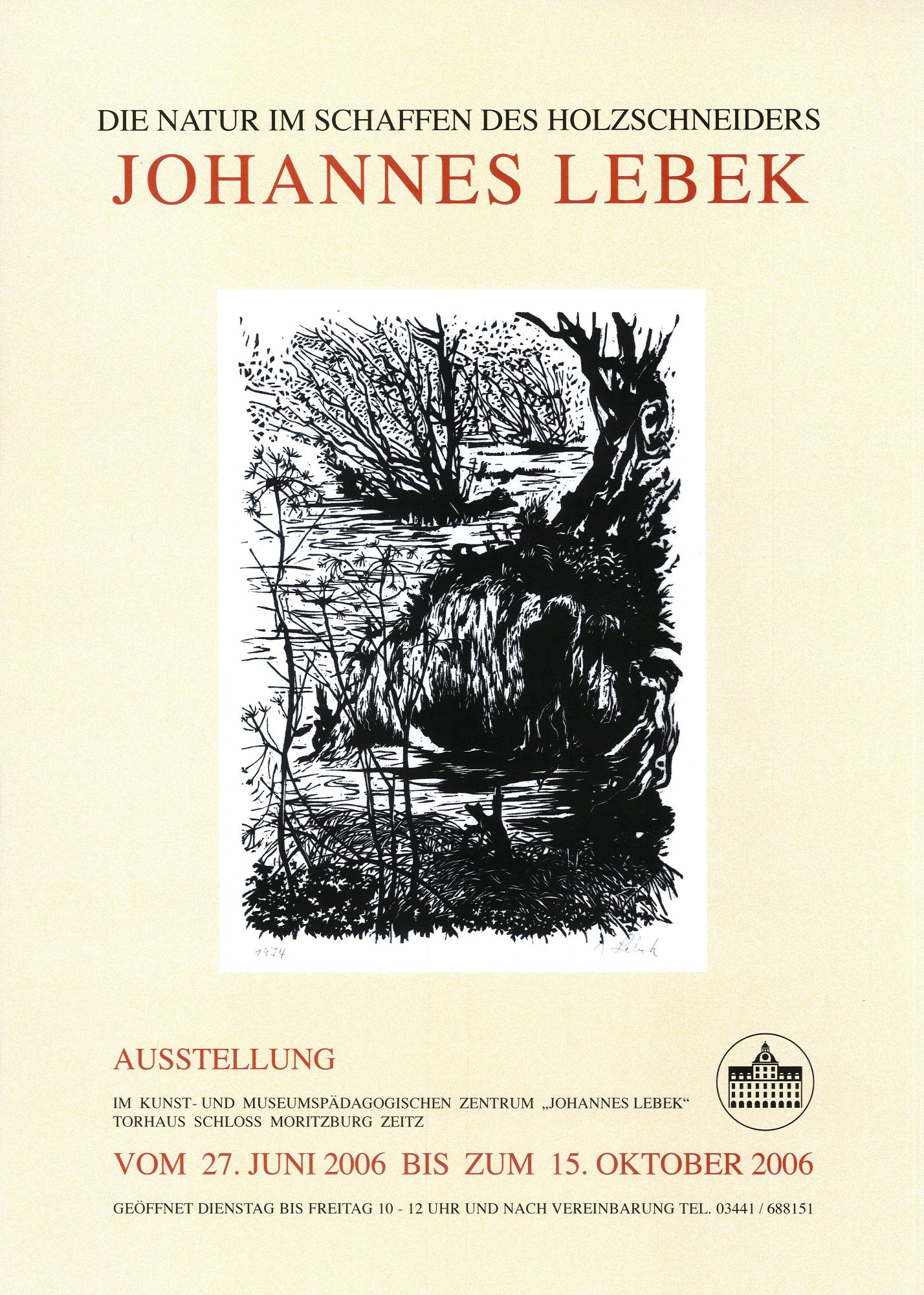 Ausstellungsplakat "Die Natur im Schaffen des Holzschneiders. Johannes Lebek" (Museum Schloss Moritzburg Zeitz RR-R)