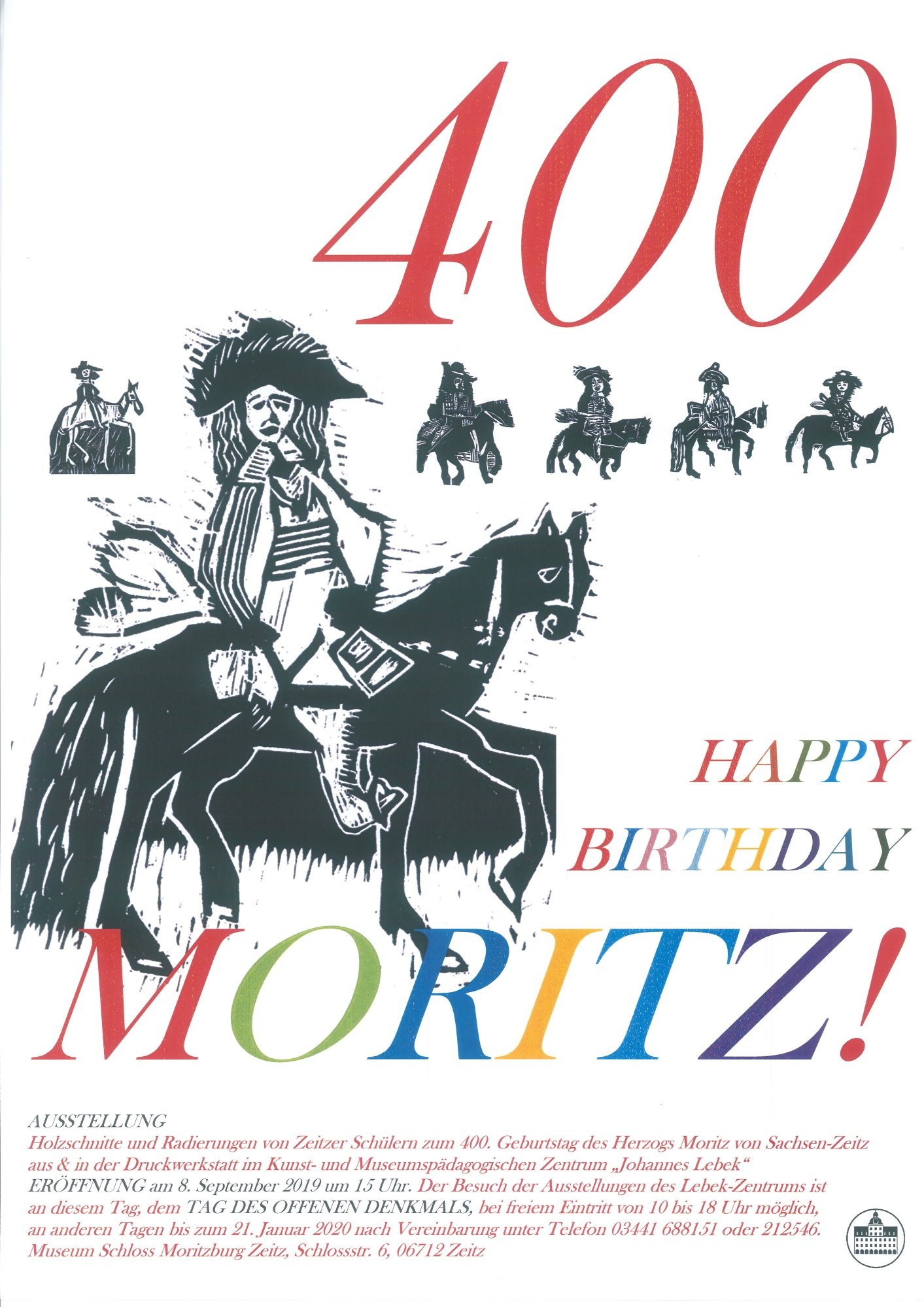 Plakat "400. Happy Birthday Moritz!" (Museum Schloss Moritzburg Zeitz RR-R)