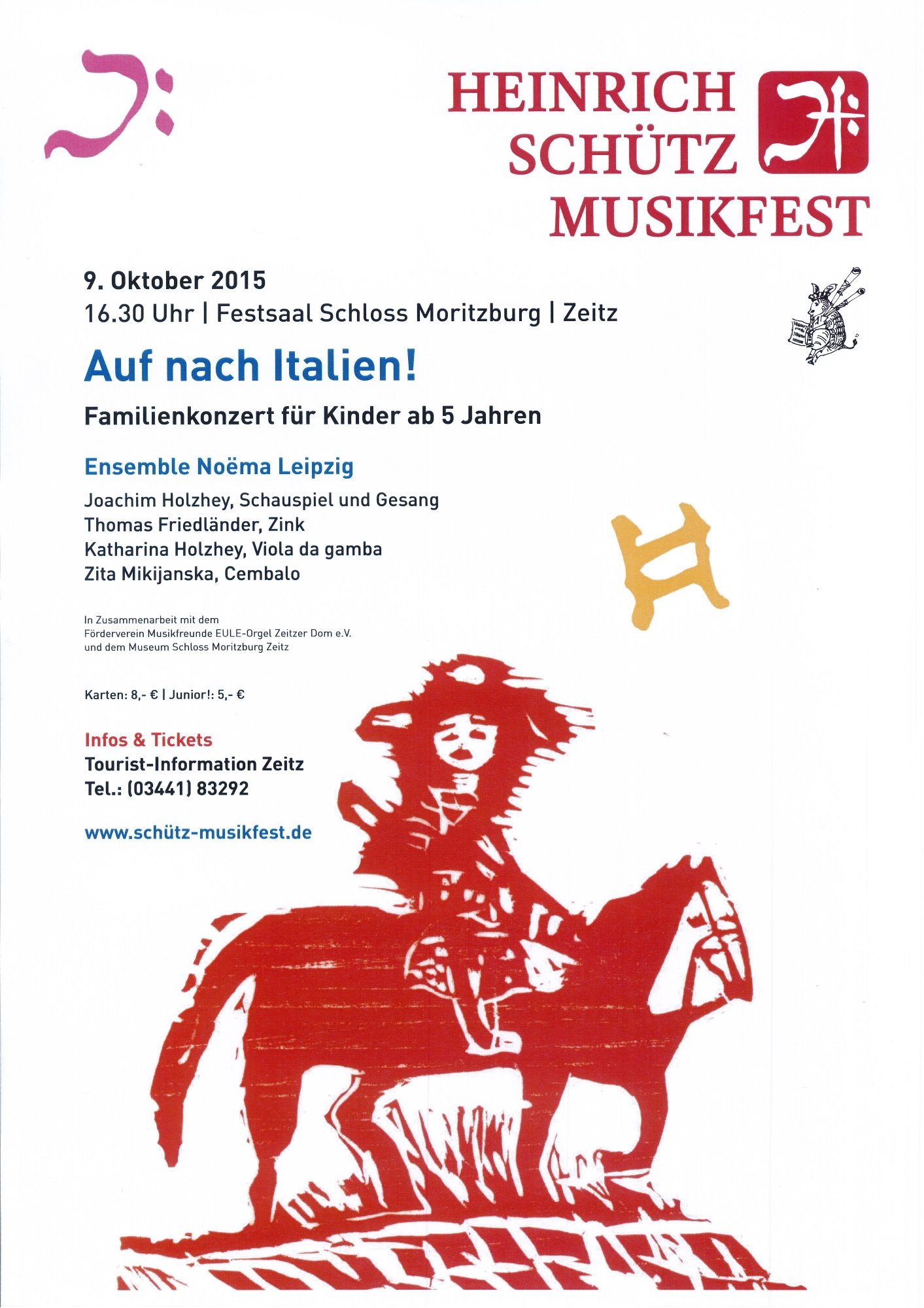Plakat "Auf nach Italien!. Heinrich Schütz Musikfest" (Museum Schloss Moritzburg Zeitz RR-R)