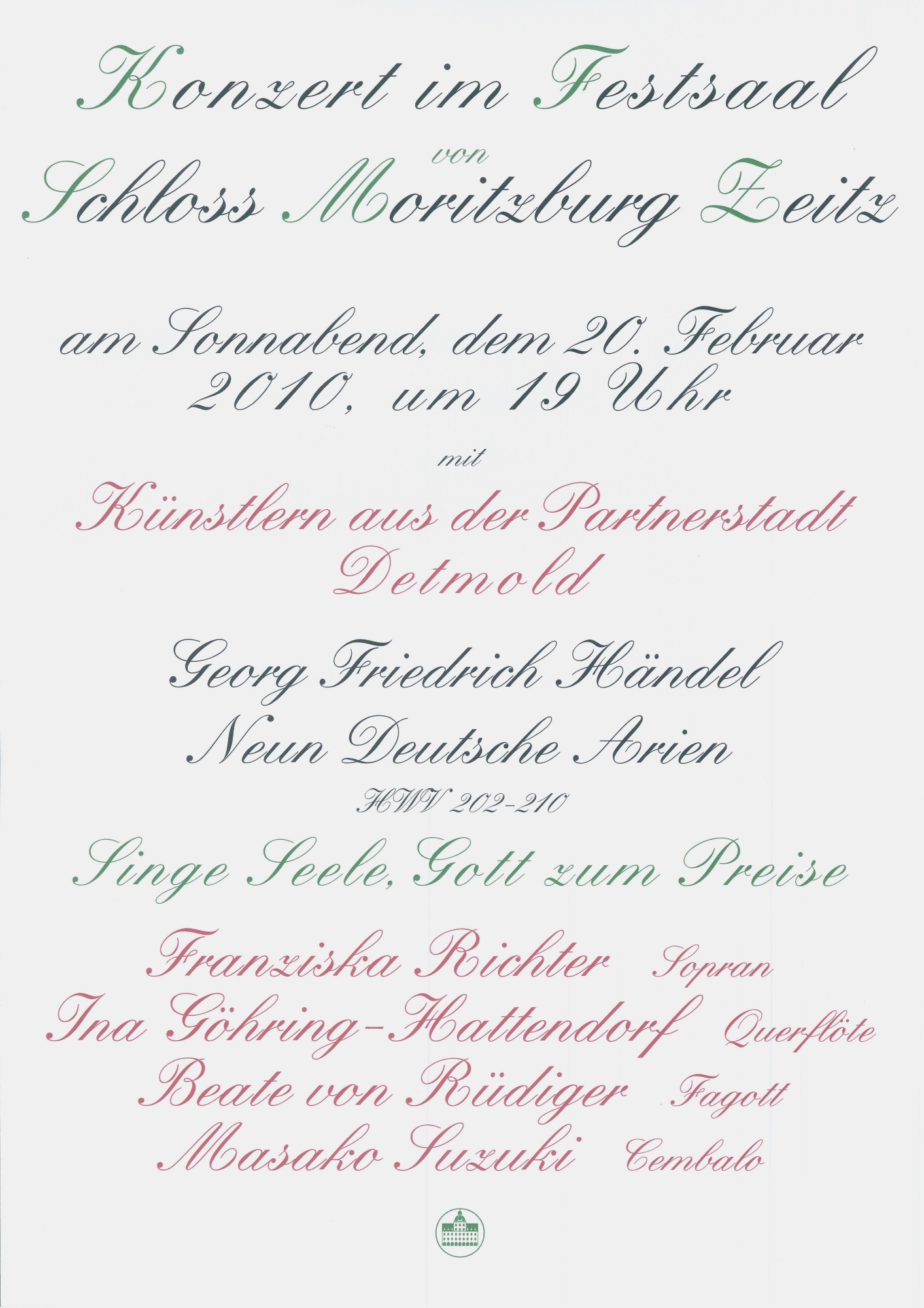 Werbeplakat für ein Konzert auf Schloss Moritzburg (Museum Schloss Moritzburg Zeitz CC BY-NC-SA)