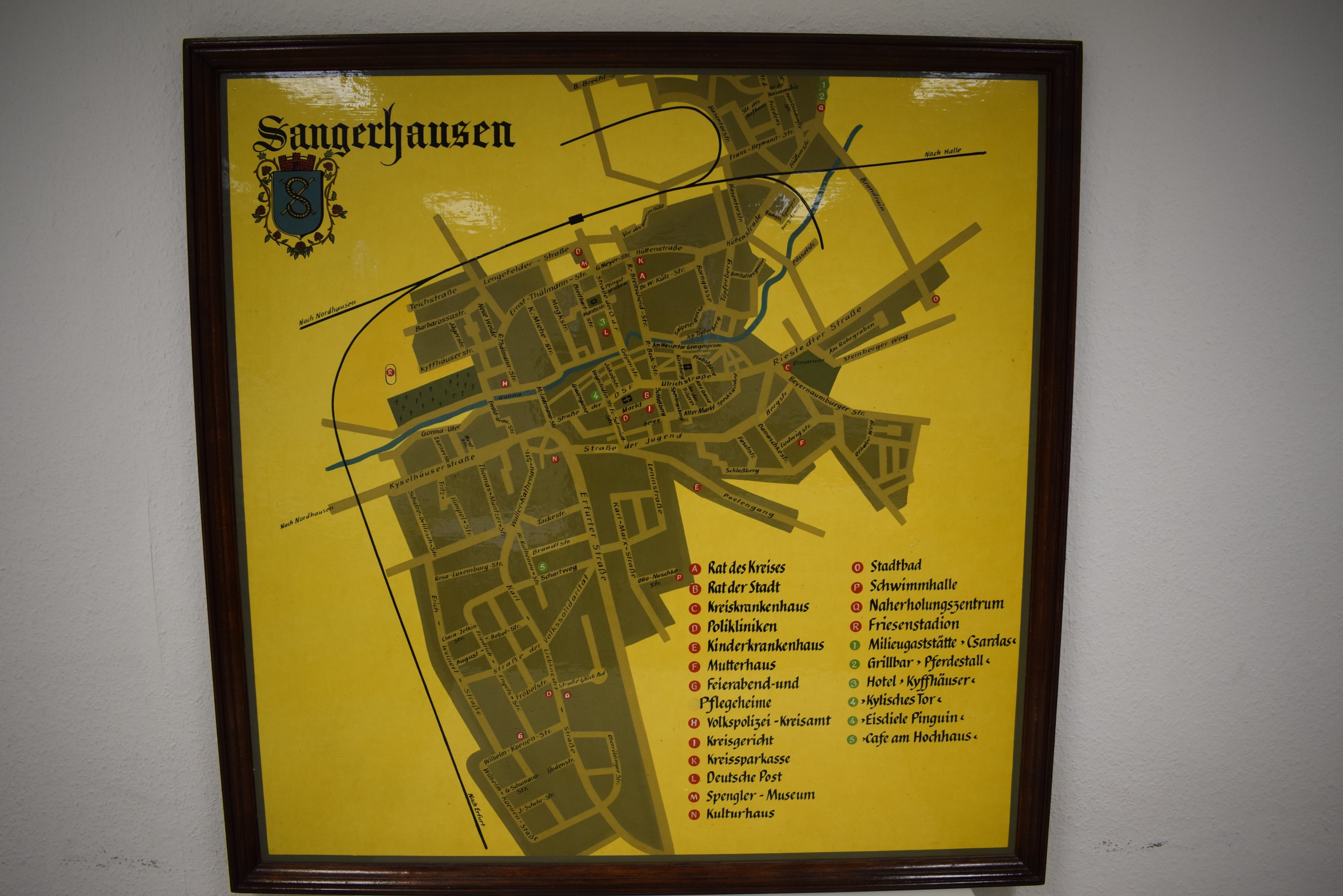 Stadtplan von Sangerhausen auf Platte gemalt (Spengler-Museum CC BY-NC-SA)