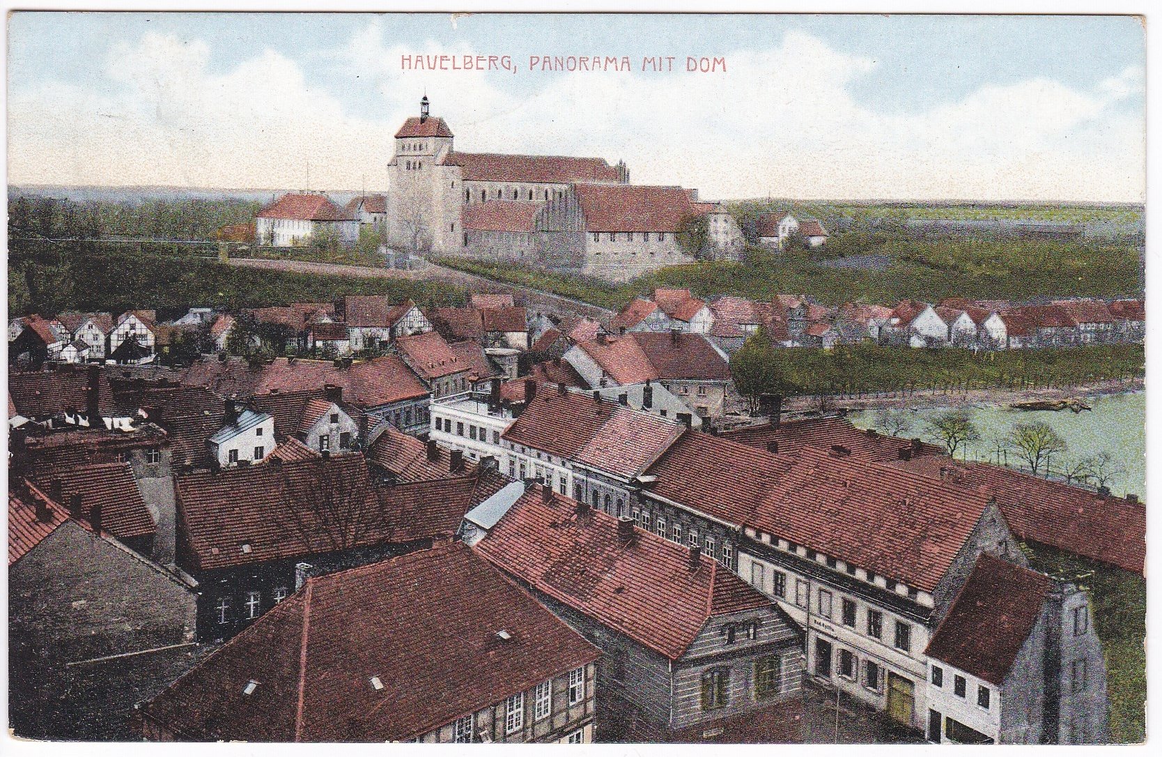 Ansichtskarte - Domblick - Havelberg, Panorama mit Dom (Prignitz-Museum CC BY-NC-SA)