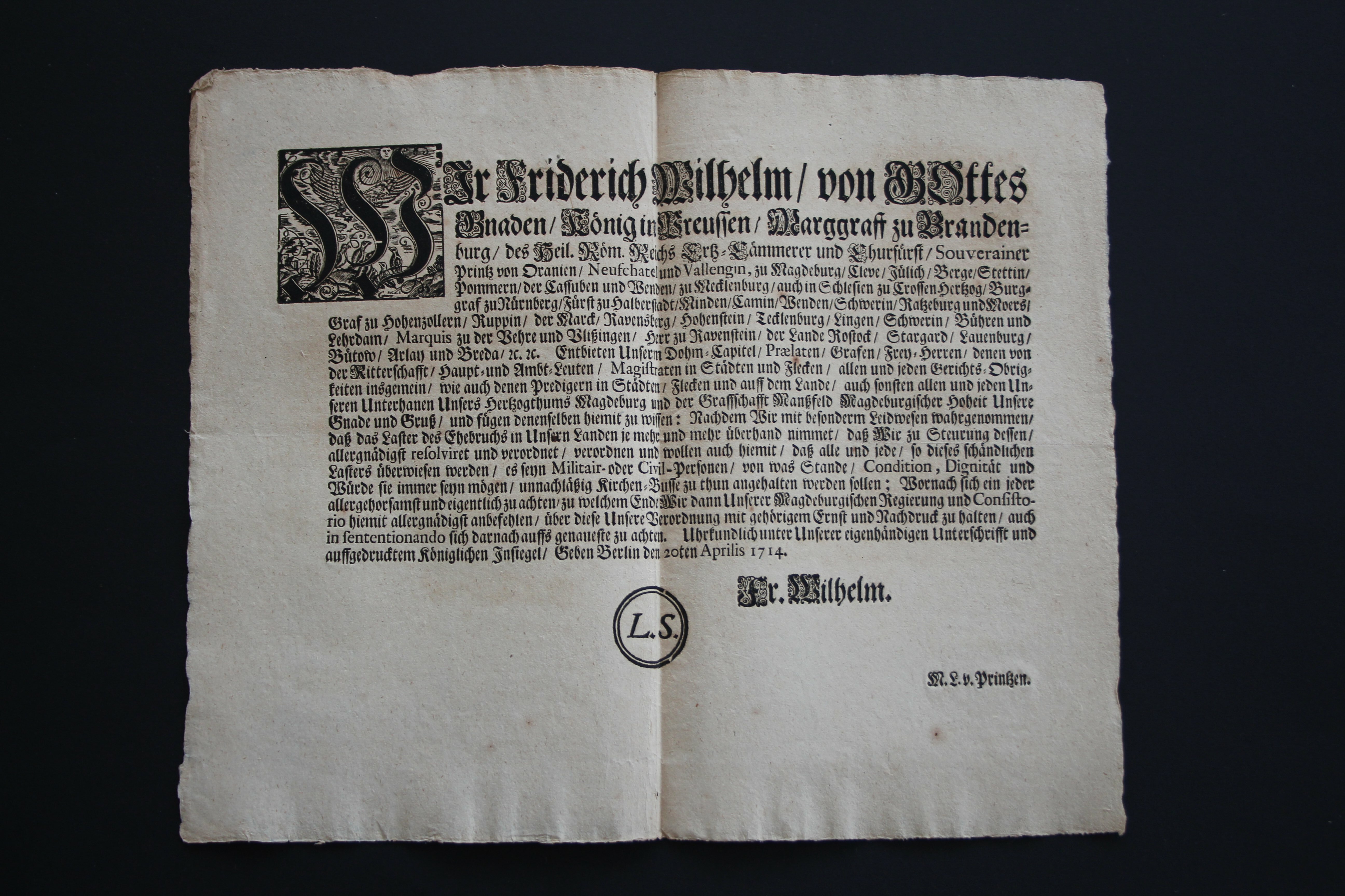 Edikt Ehebruch (Prignitz-Museum CC BY-NC-SA)