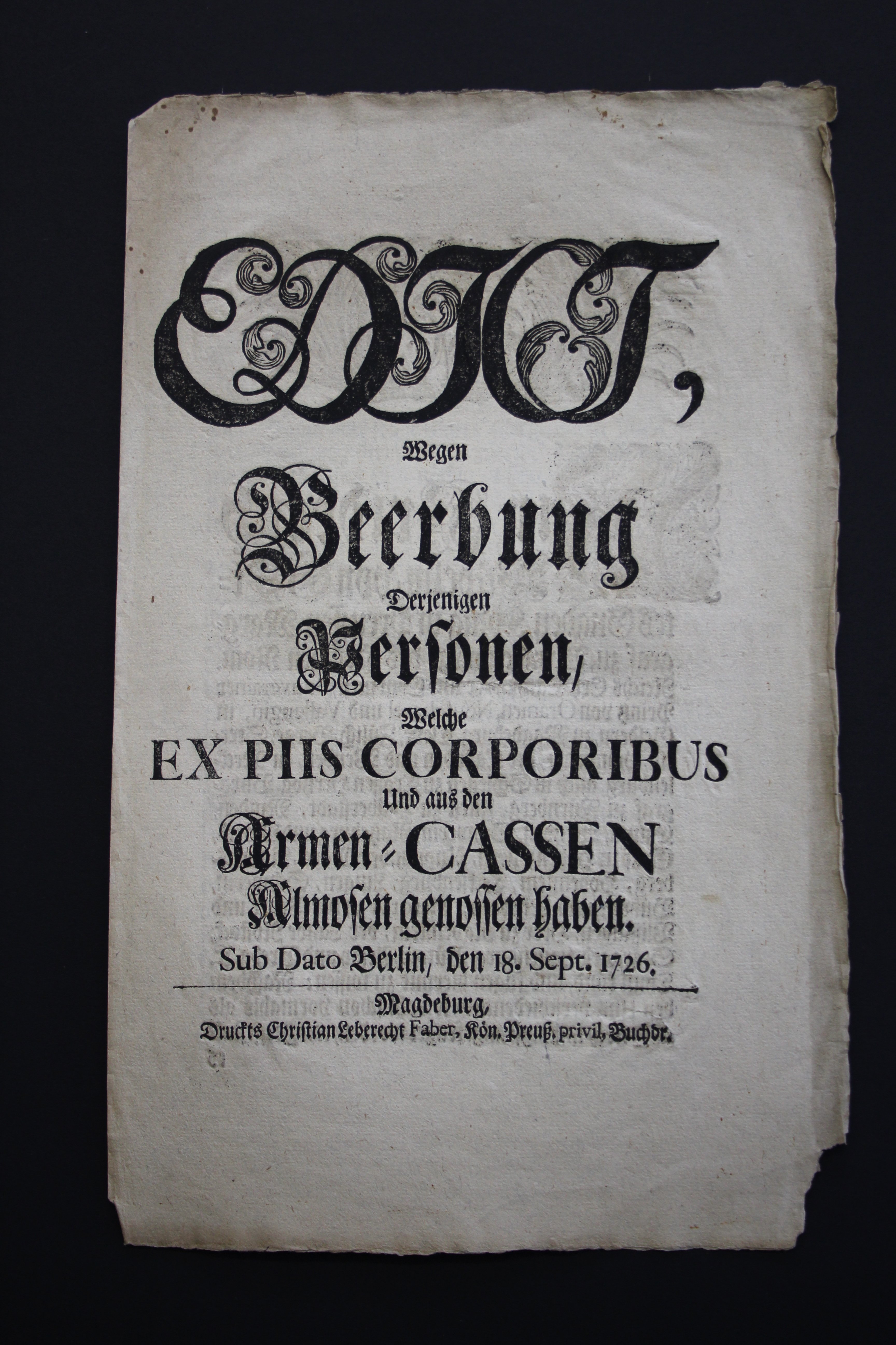 Edikt Nachlass 1726 (Prignitz-Museum CC BY-NC-SA)