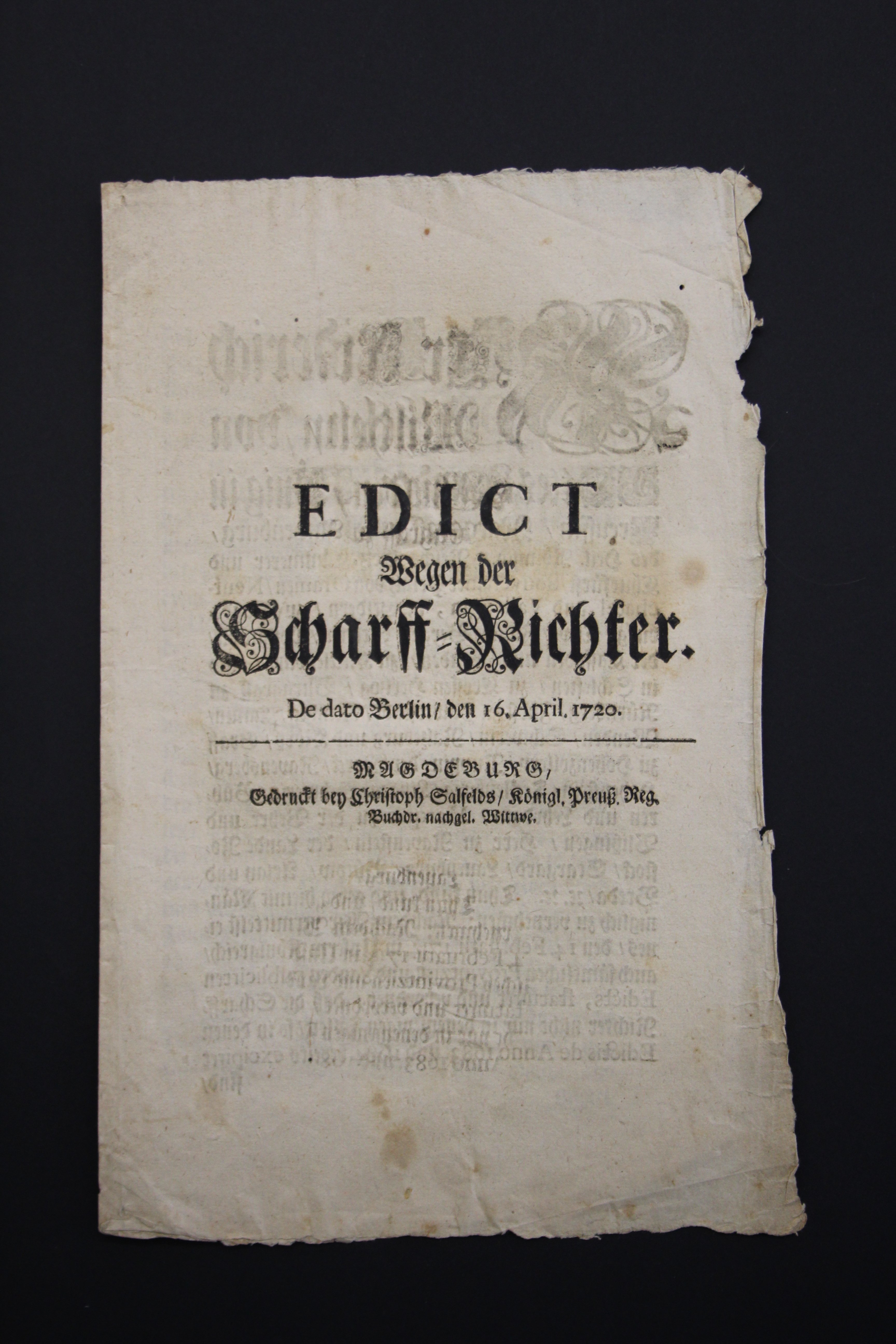 Edikt wegen der Scharfrichter (Prignitz-Museum CC BY-NC-SA)
