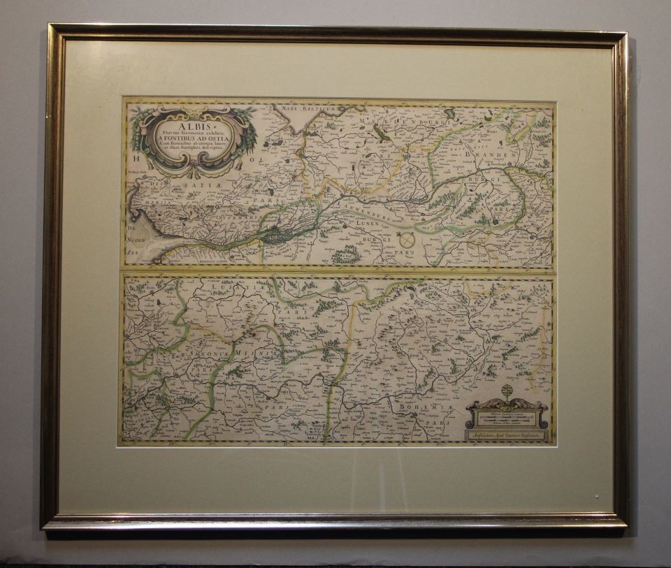 Karte vom Elbelauf. Zwei Darstellungen übereinander (Prignitz-Museum CC BY-NC-SA)